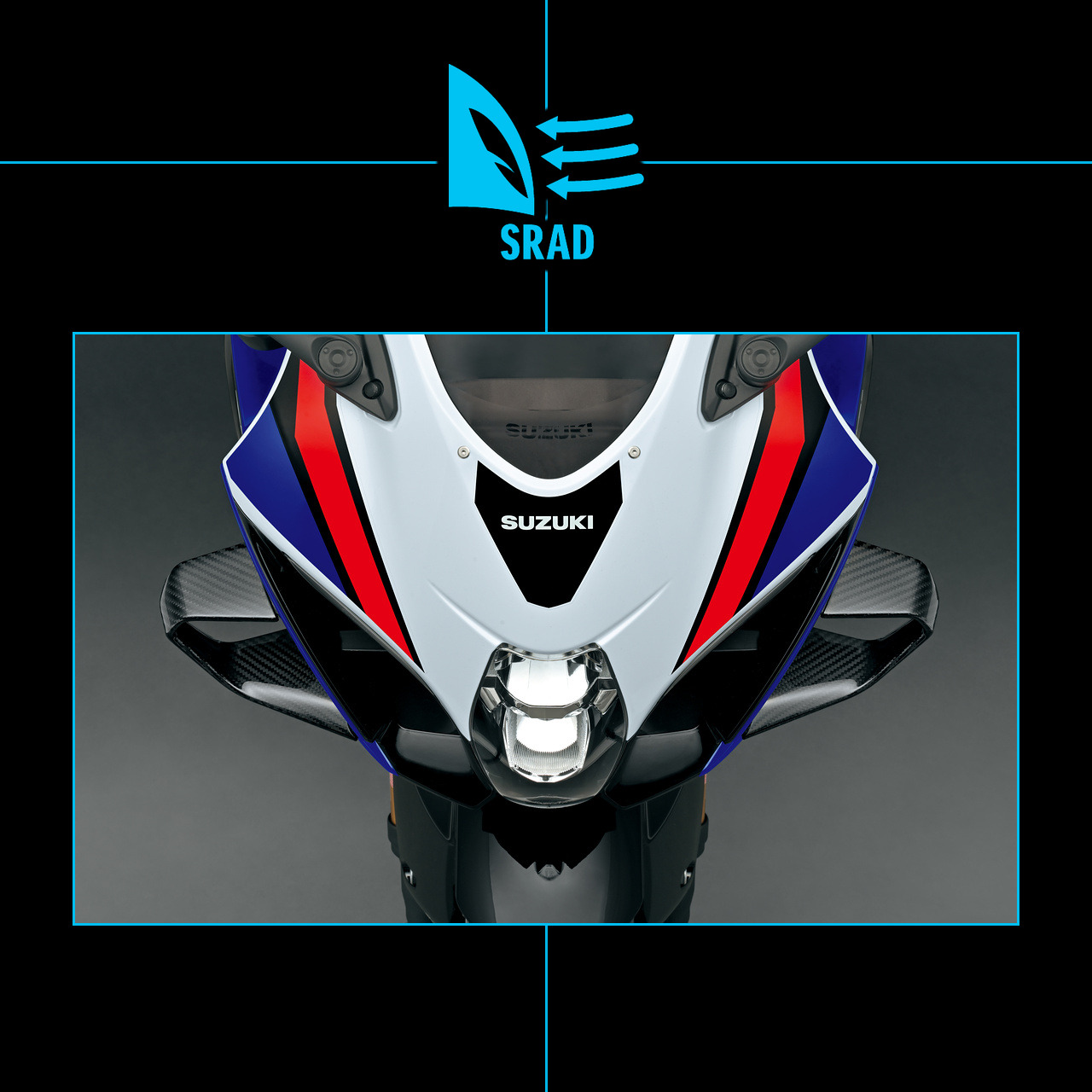 GSX-R1000R 카울 앞쪽 중앙의 SRAD 흡기구