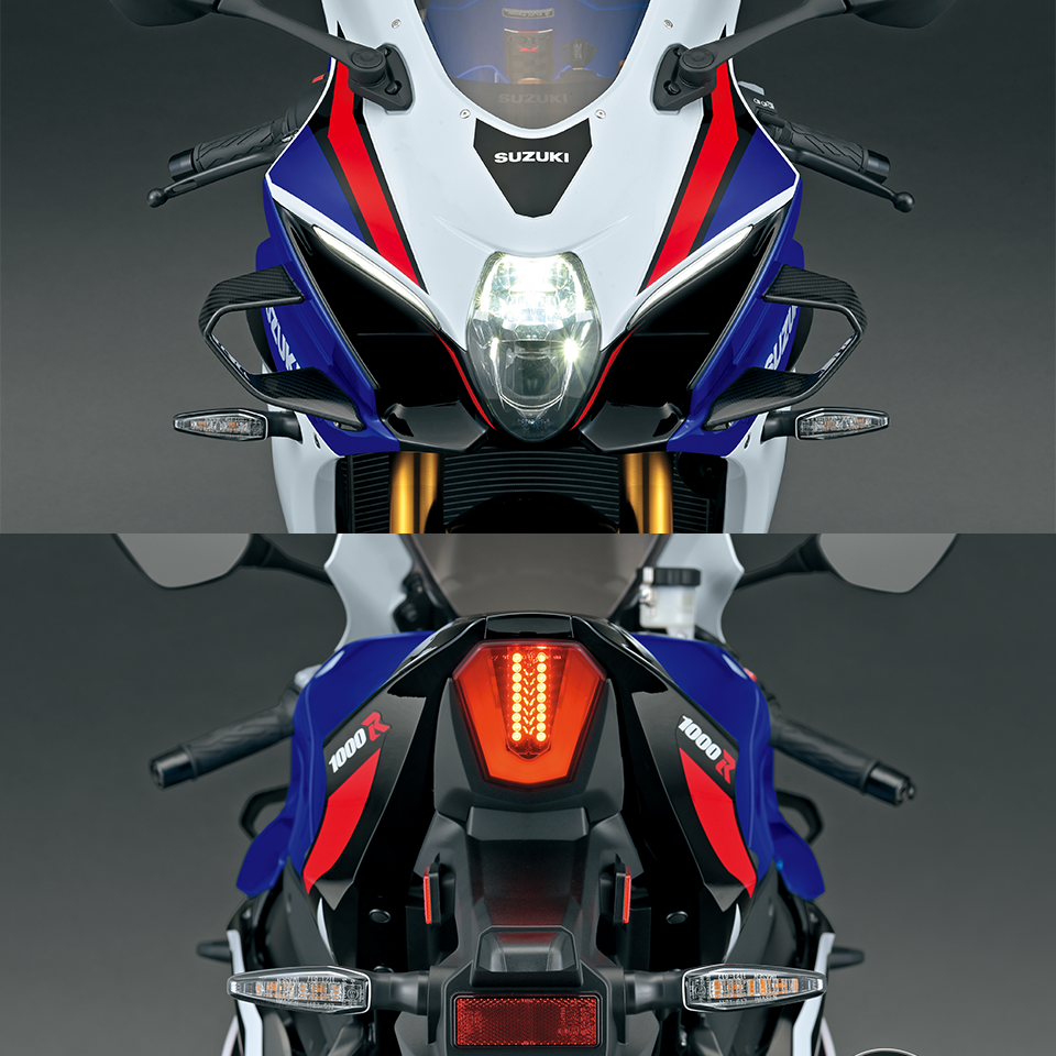 GSX-R1000R의 LED 헤드라이트와 LED 테일램프