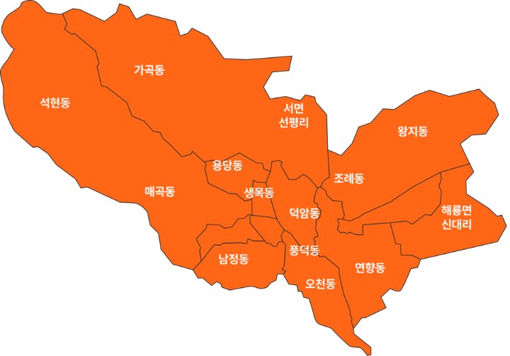 순천시 배송 가능 지역 지도