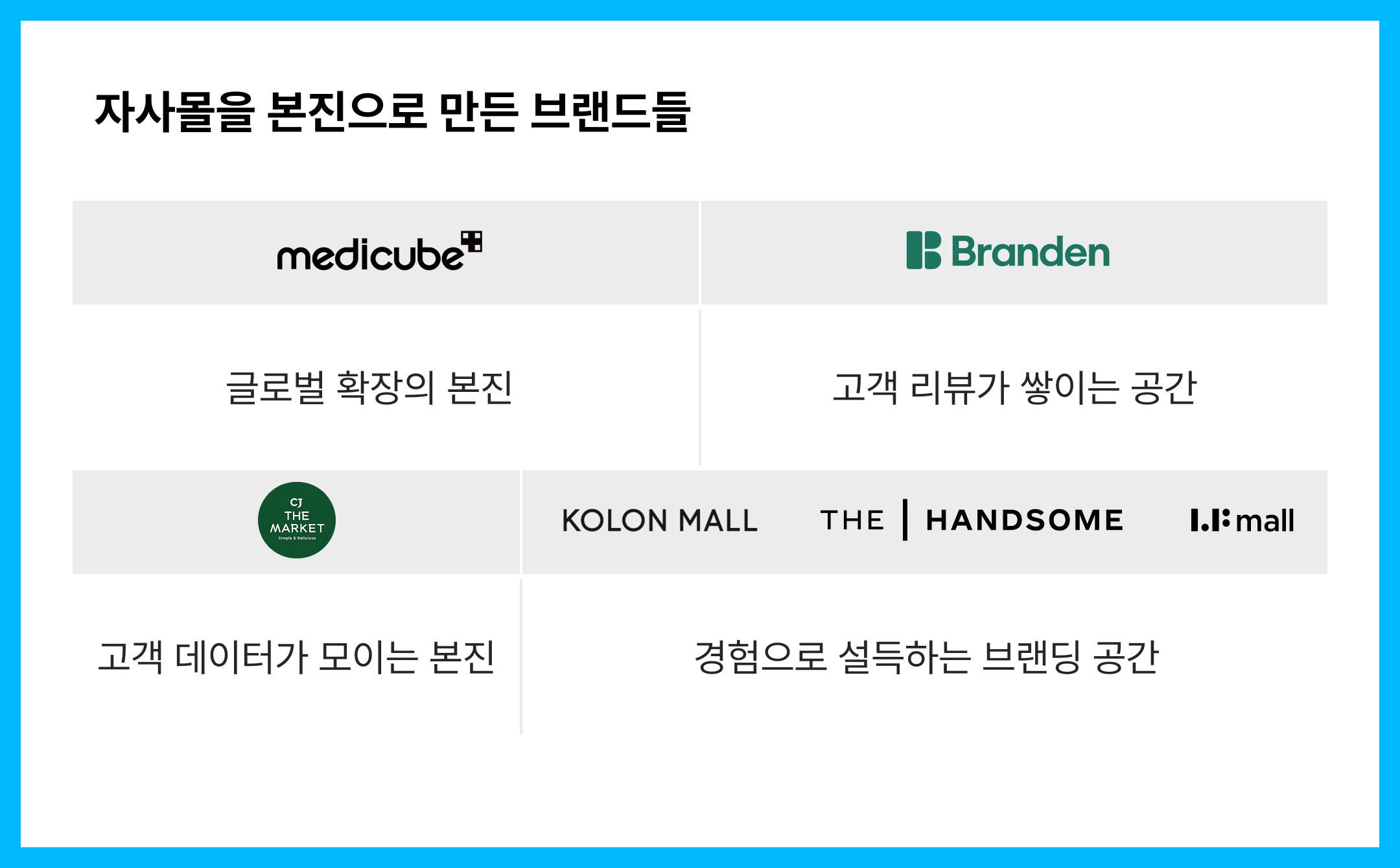 자사몰을 잘 키우고 있는 브랜드들