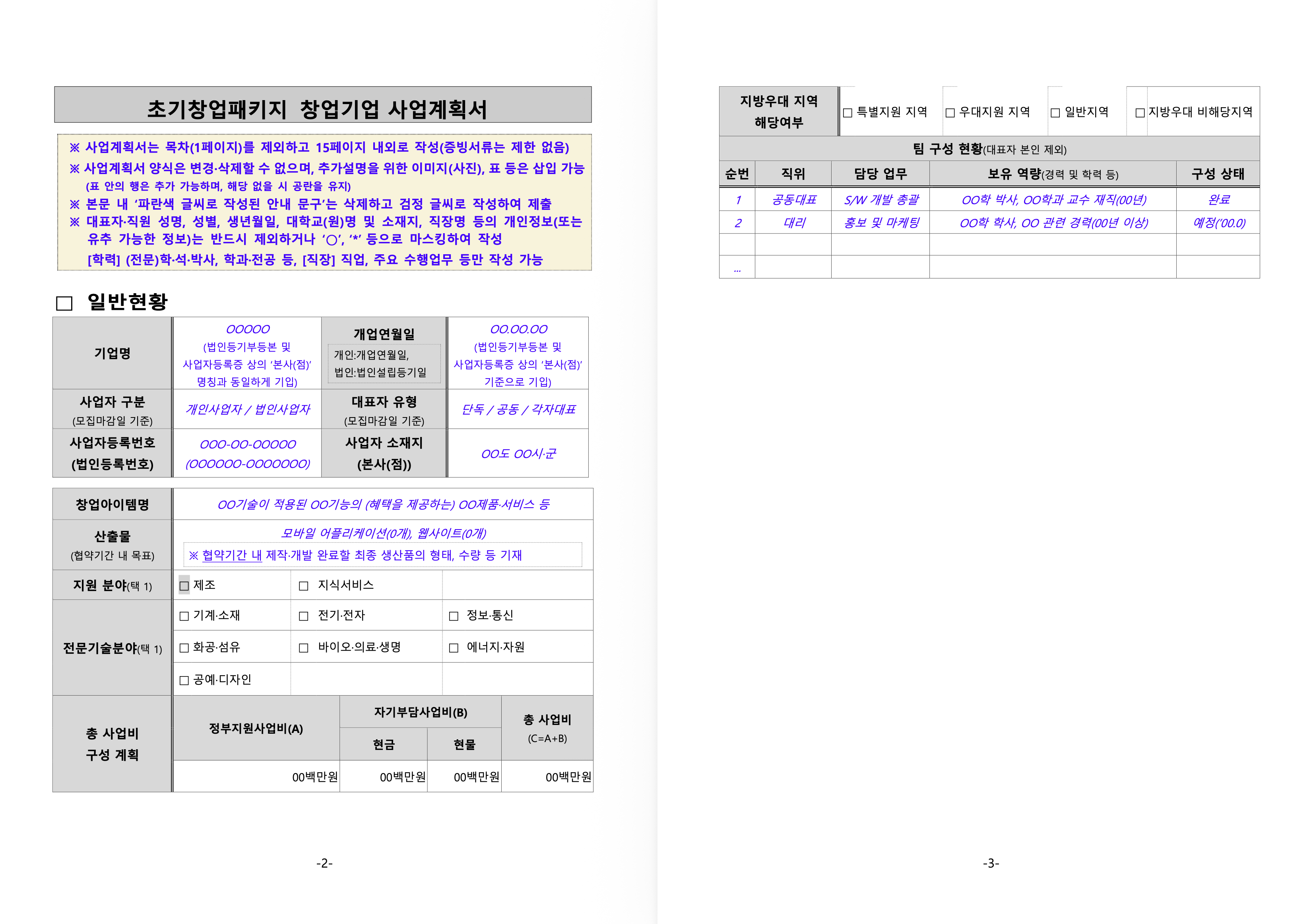 2026 초기창업패키지 사업계획서 예시