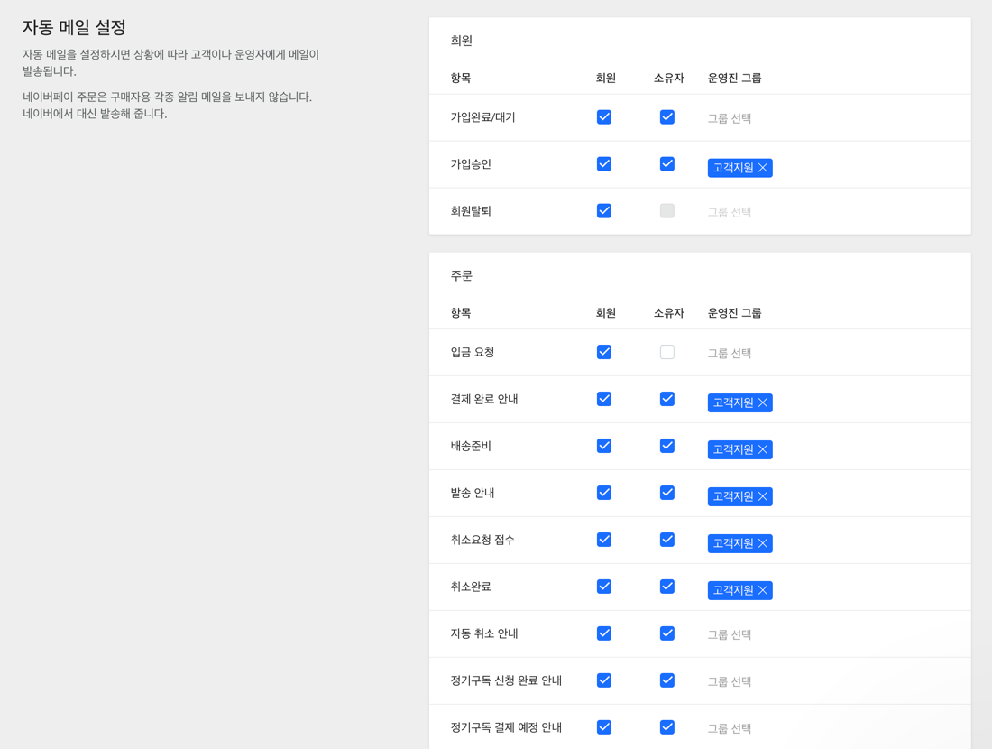 입력폼 접수 또는 쇼핑몰 주문 등 메일로 알림을 받을 수 있나요? : 봄날애 디자인연구소