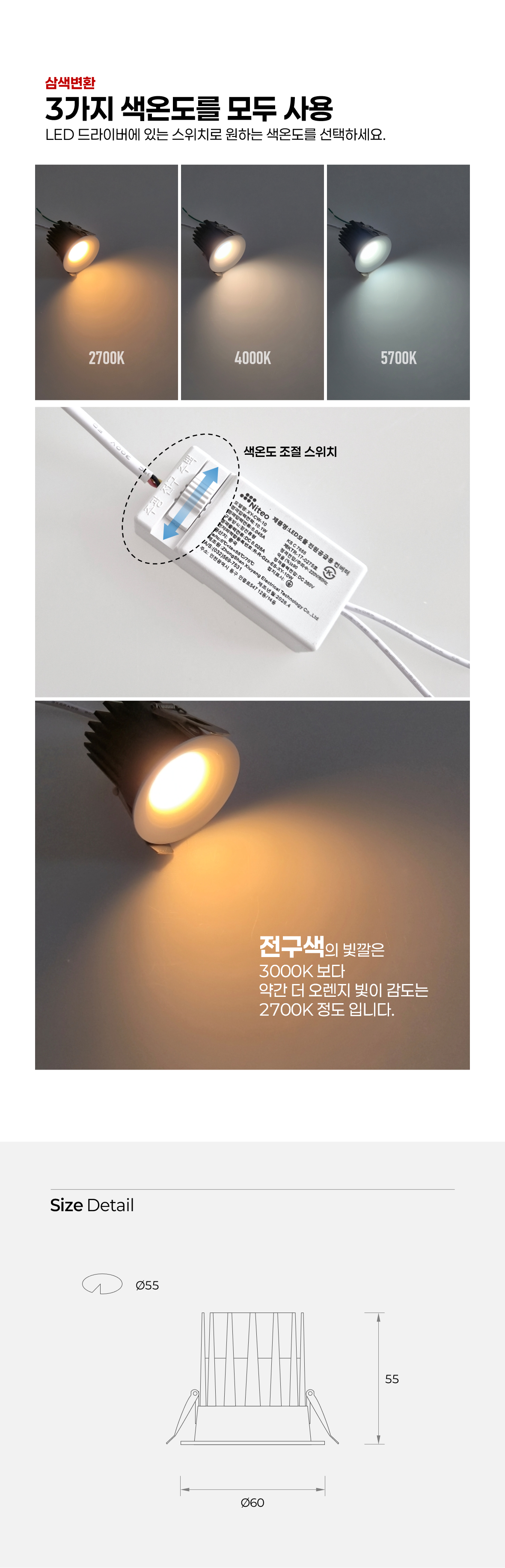 [방습/색변환] 나팔 방습 2인치 확산형 10W (55mm)