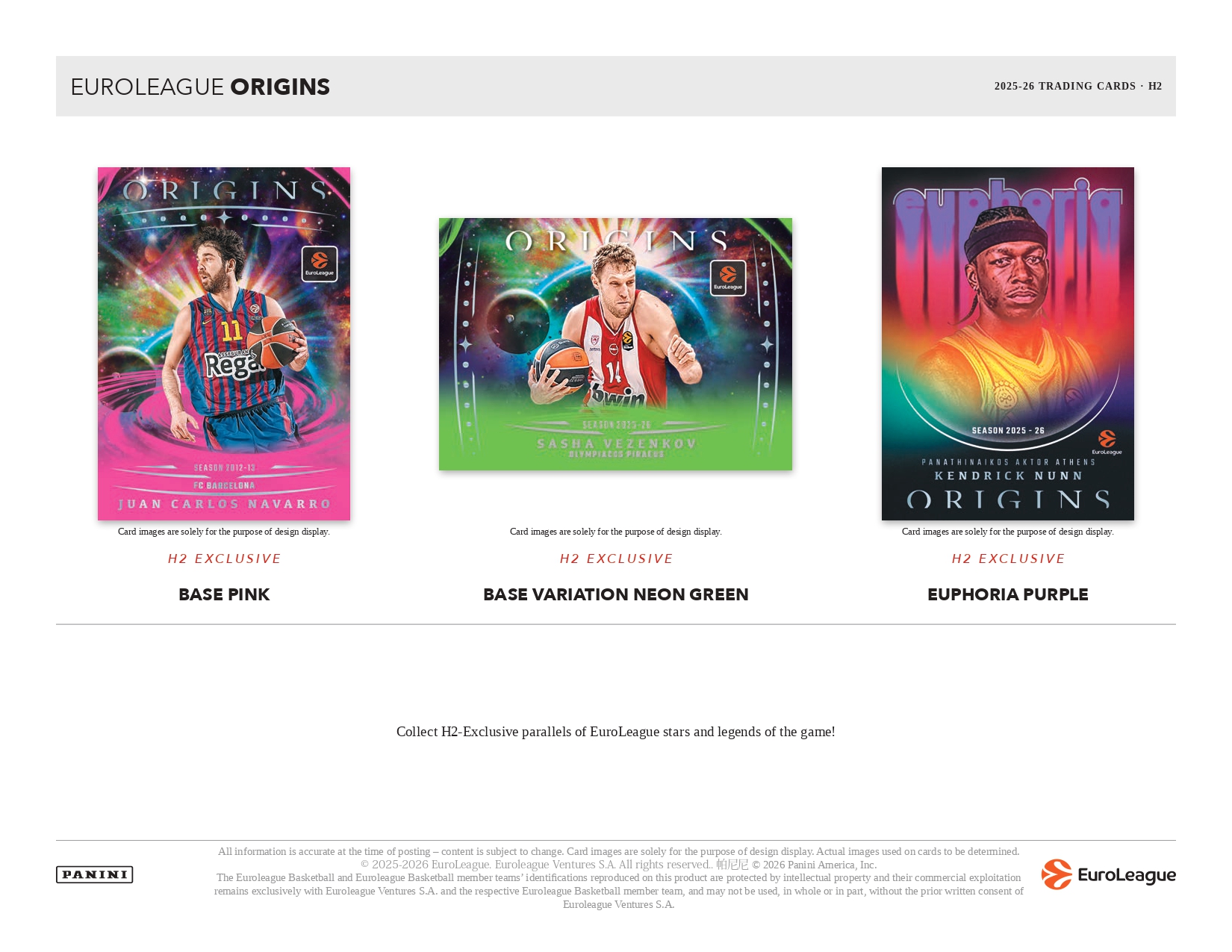 2025-26 Panini Origins EuroLeague Basketball H2 Box