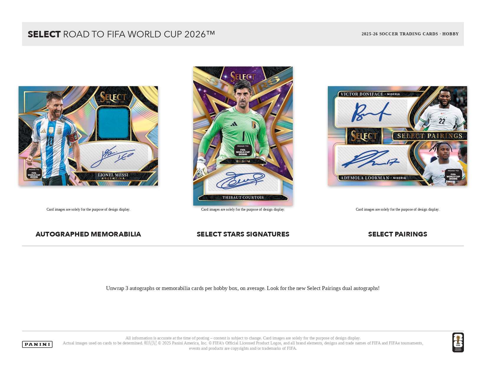2025-26 파니니 셀렉트 로드 투 FIFA 월드컵 2026 사커 하비 박스