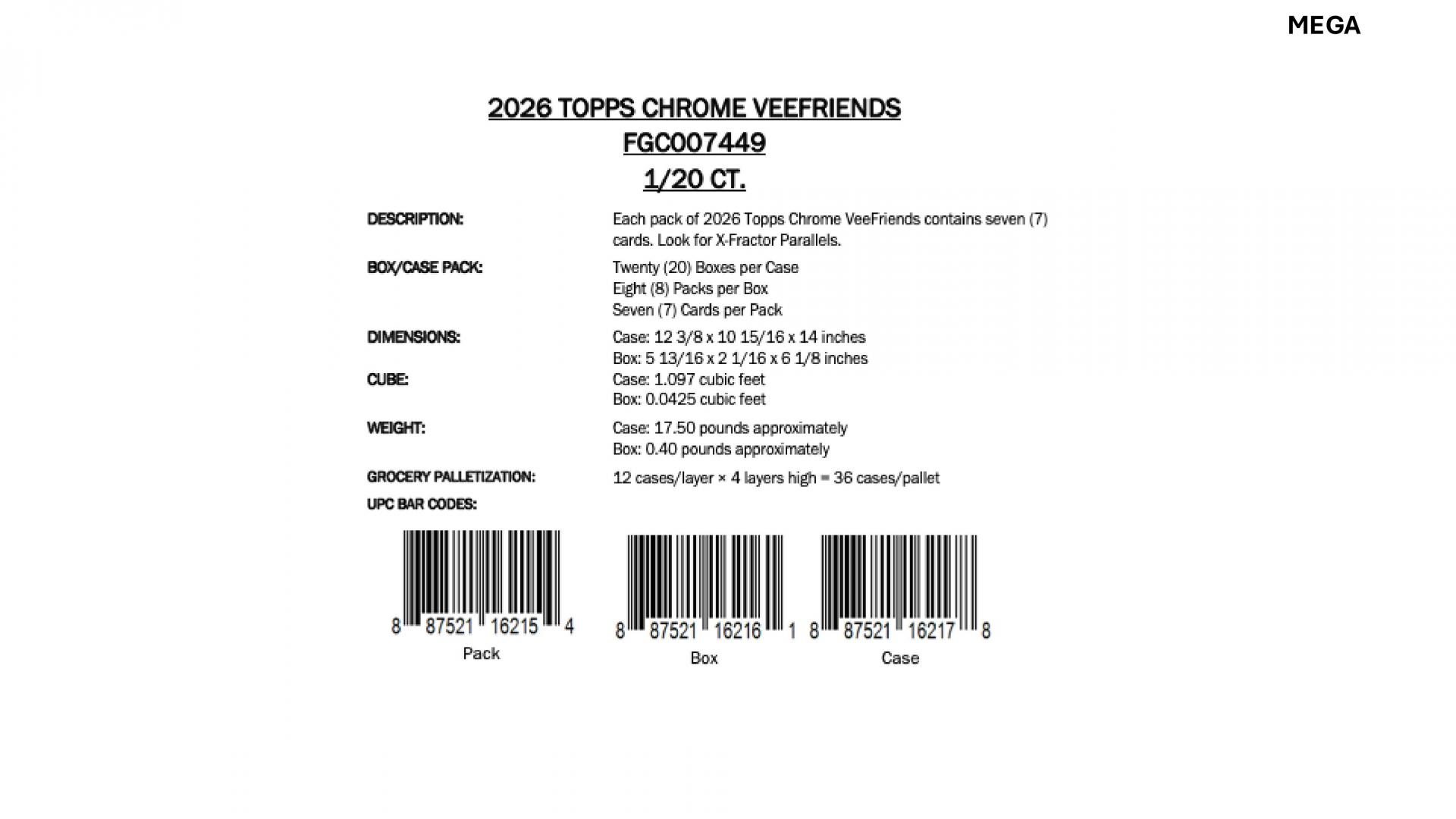 2026 Topps Chrome VeeFriends Mega Box
