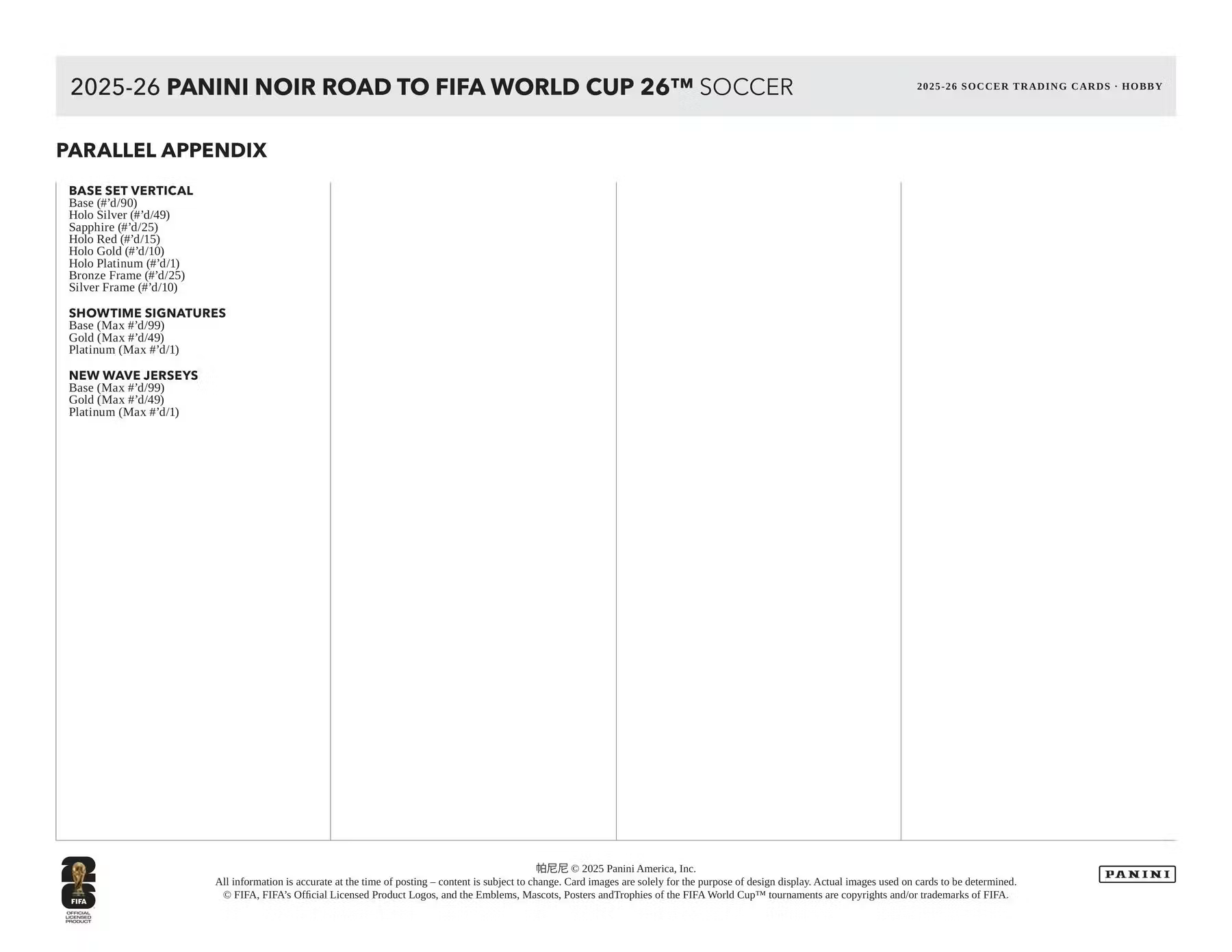 2025-26 파니니 느와르 로드 투 FIFA 월드컵 26 사커 하비 인터내셔널 박스(가격, 재고 수량, 발매 일정)