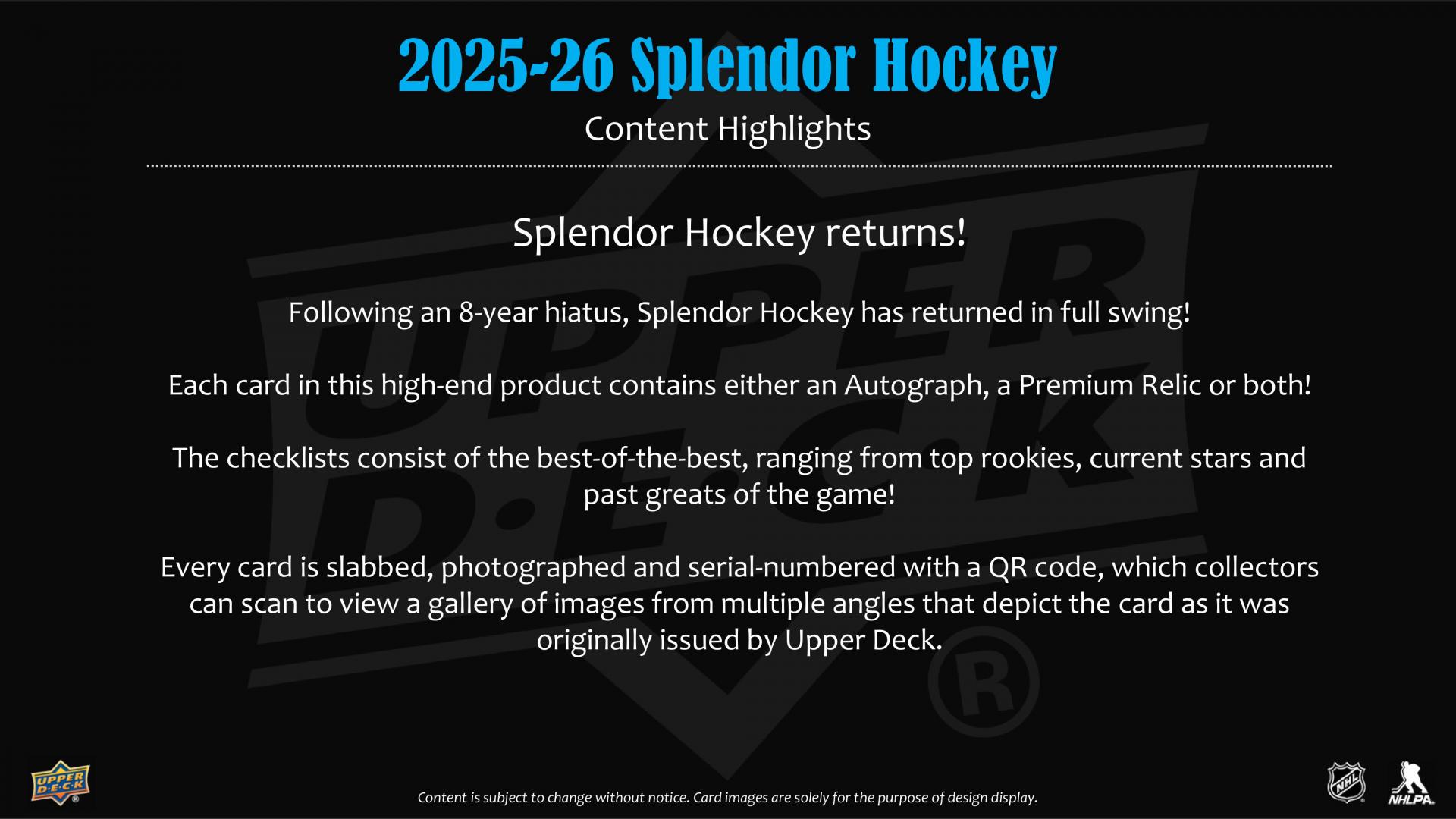 2025-26 Upper Deck Splendor Hockey Hobby Box