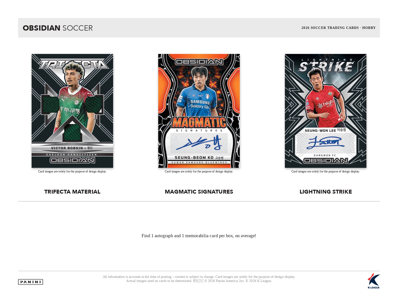 2026 Panini Obsidian K League Soccer Hobby Box