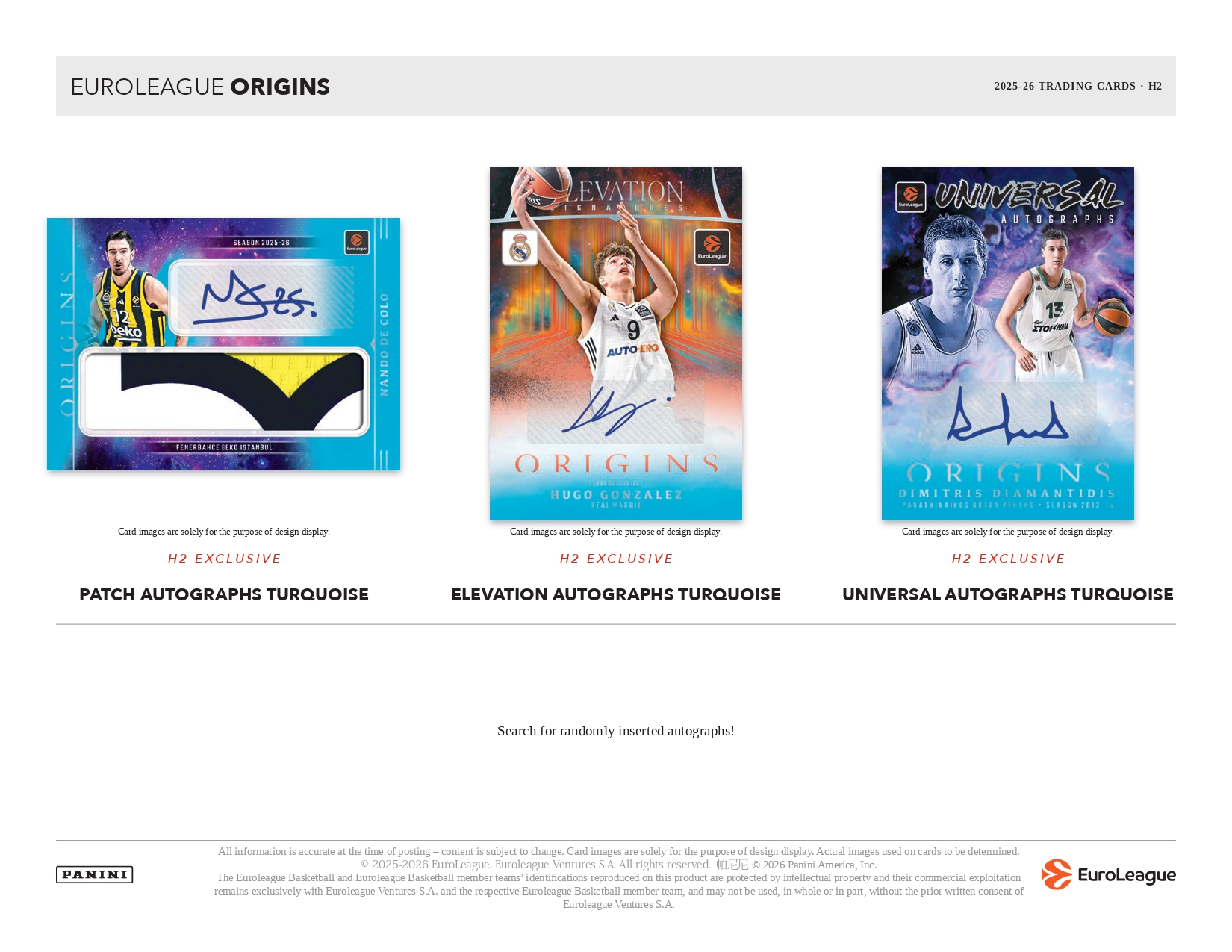 2025-26 Panini Origins EuroLeague Basketball H2 Box