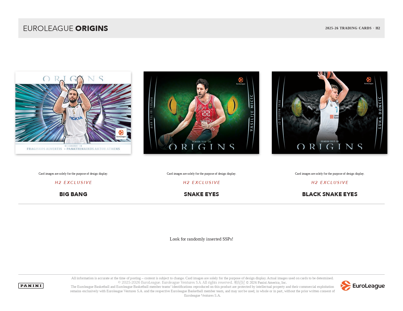 2025-26 Panini Origins EuroLeague Basketball H2 Box