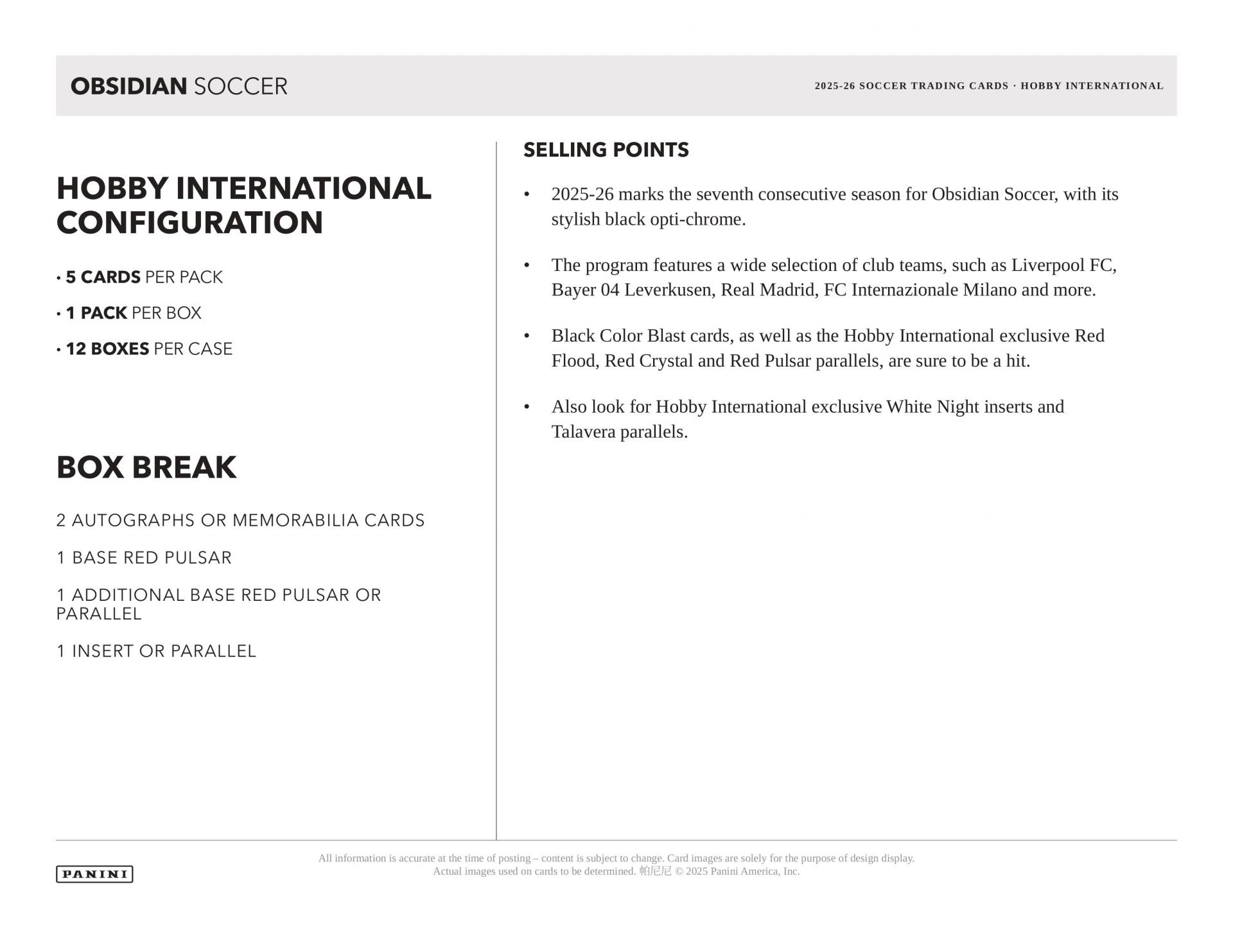 2025-26 Panini Obsidian Soccer Hobby International Box