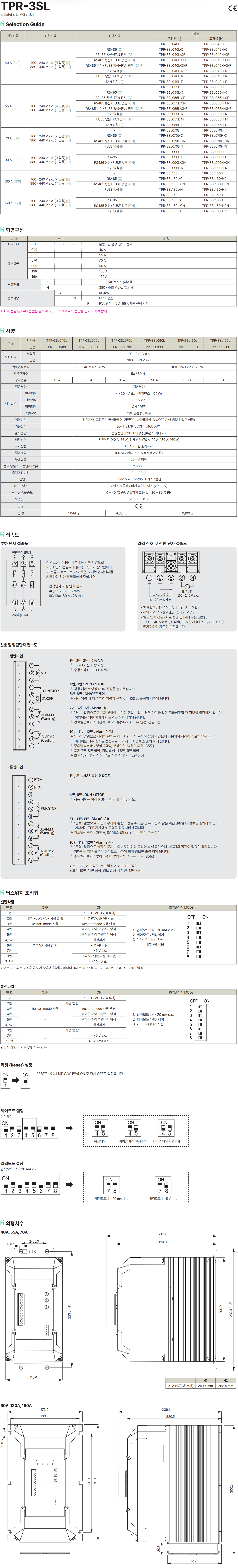 TPR-3SL040L-C & RS485, 전력조절기, TPR, SCR, 3P TPR, 220V, 삼상 3상