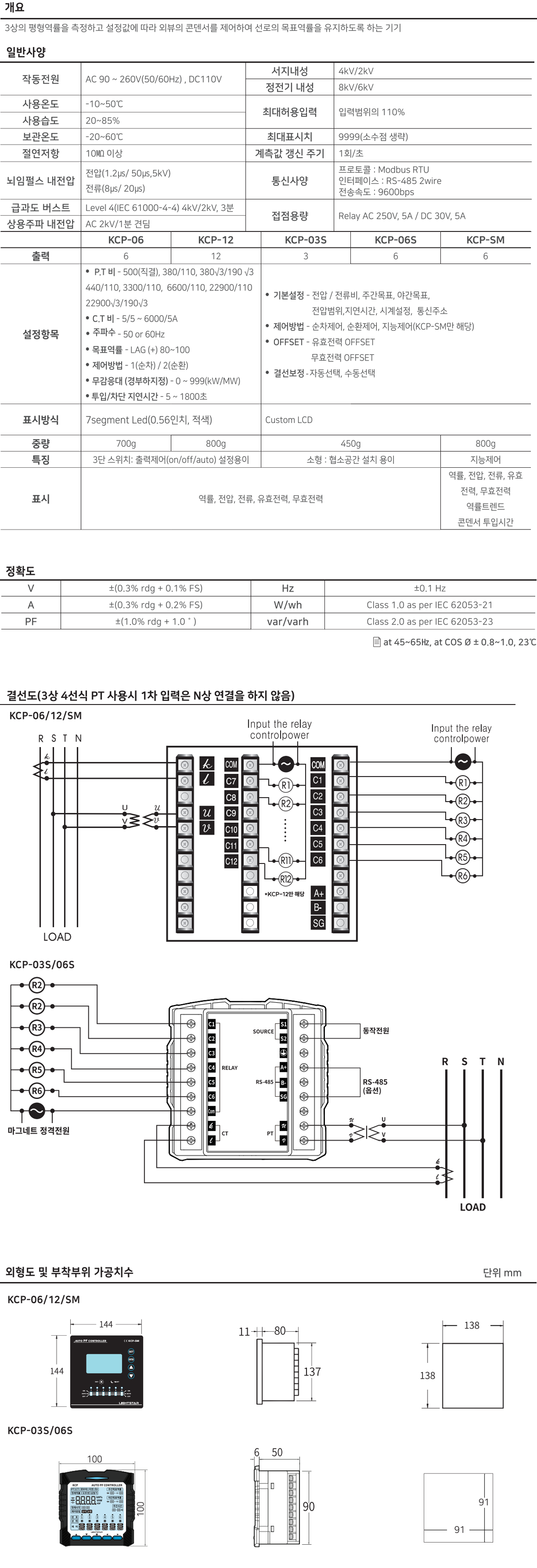 KCP-06, KCP-06C, KCP06, 자동 역률 제어기, 역률 제어기, APFR, APFC, APFCR