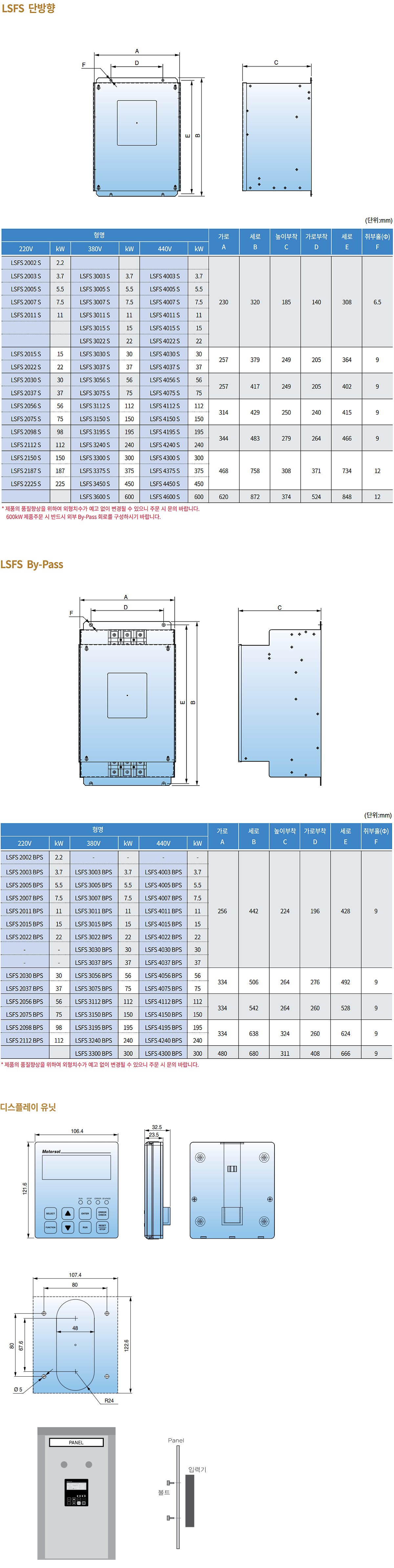 LSFS-2002S-0200-60Hz, LSFS-2002S-C200-60Hz, 소프트스타터, Soft Starter, 220V, 2.2kW, 단반향, RS485