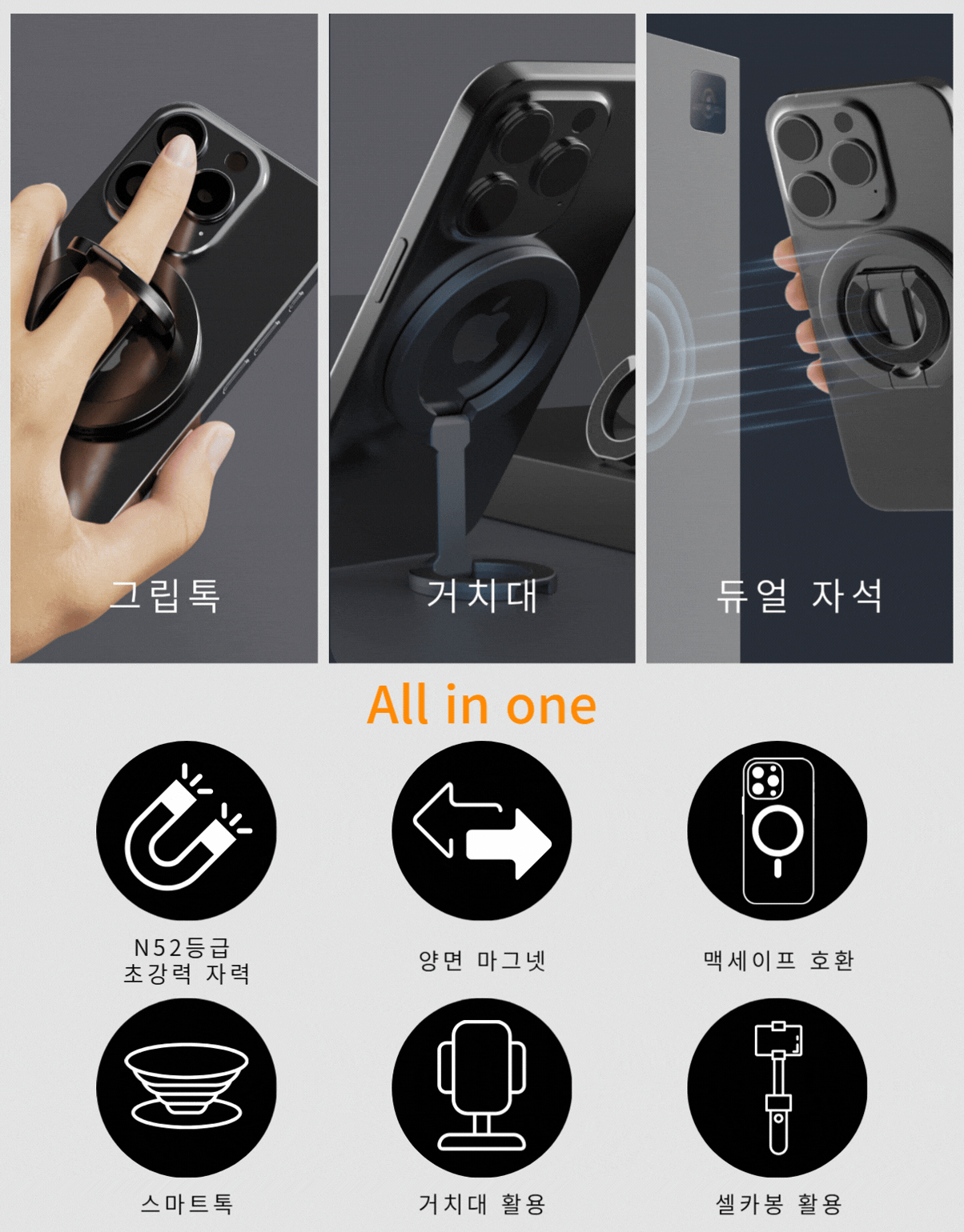 마그링 듀얼 마그네틱 맥세이프 링홀더 핸드폰 자석 거치대