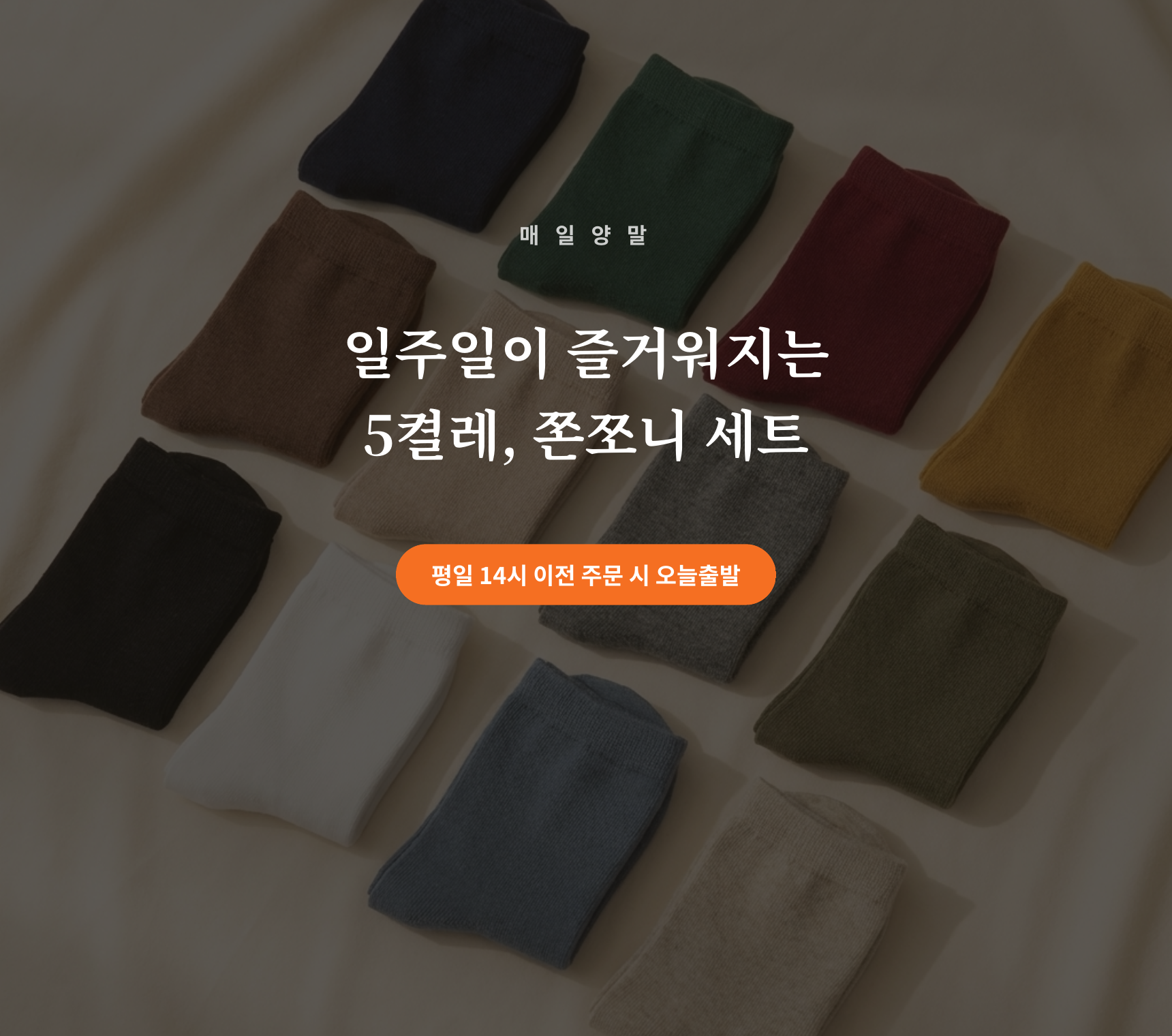 매일양말 쫀쪼니 무지 양말 5days set