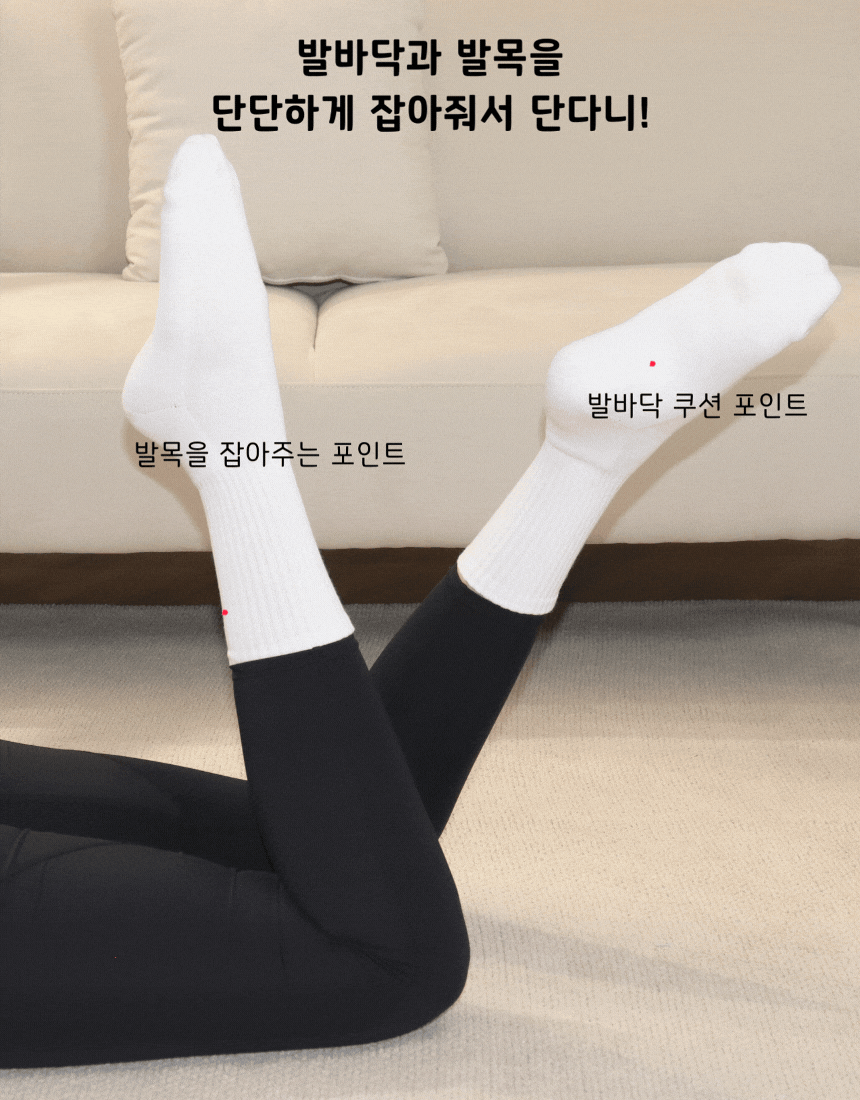 [낱개구매] 단다니 쿠션 운동양말 장목중목 - 2color
