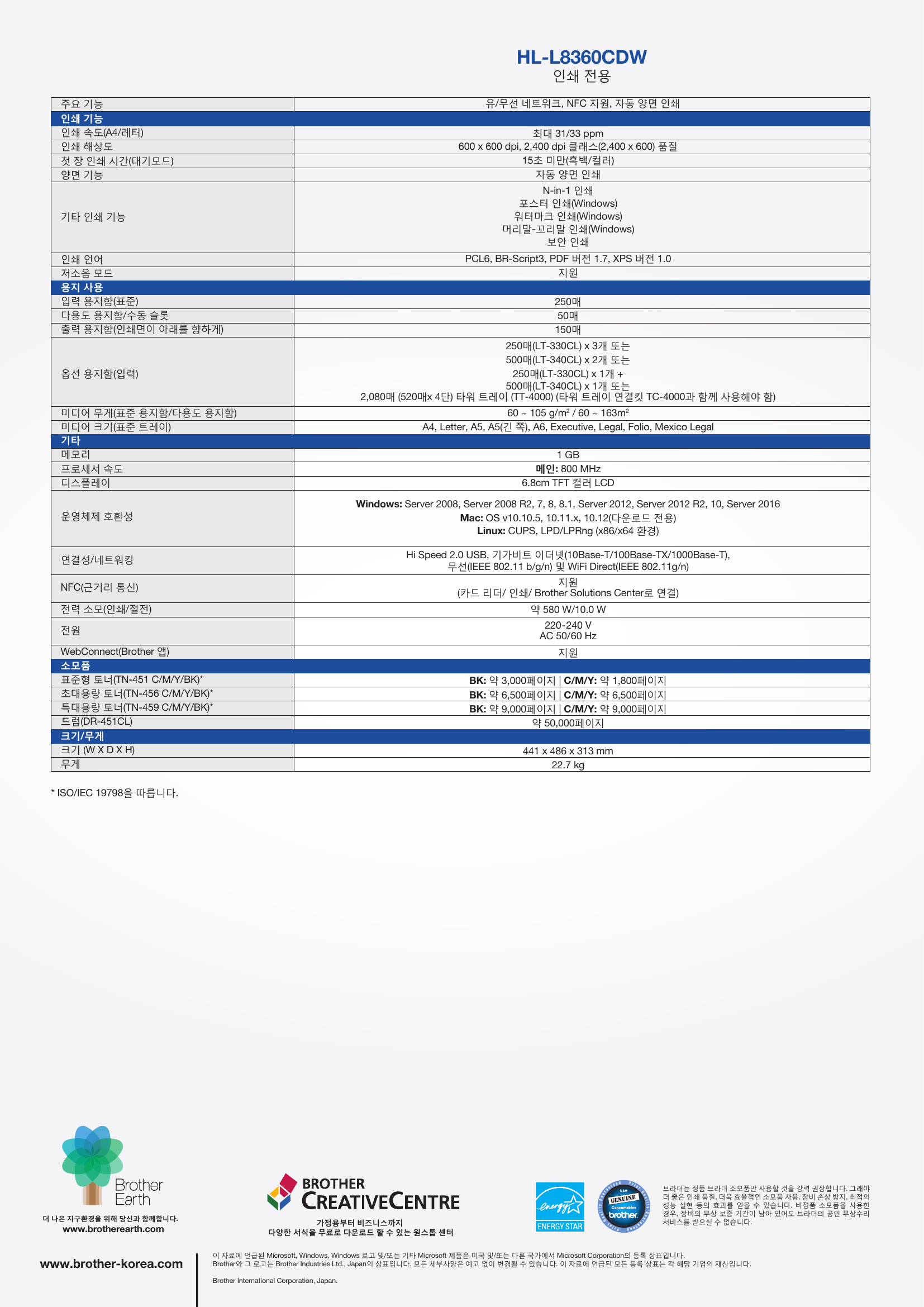 컬러 레이저 프린터 브라더 HL-L8360CDW