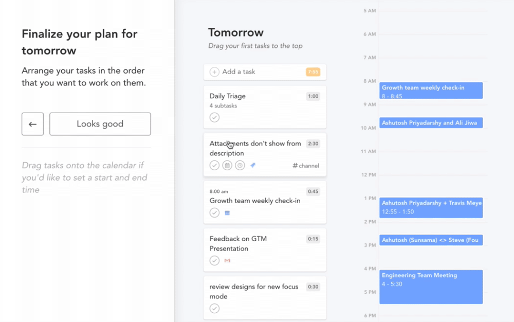 Drag tasks to the calendar