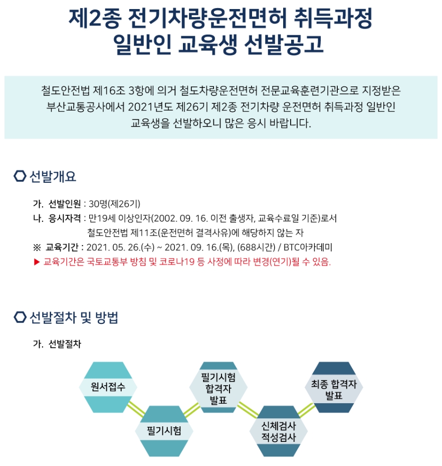 BTC 아카데미 26기 선발 공고 : 수도철도아카데미 국내유일! 철도공기업 취업 전문교육