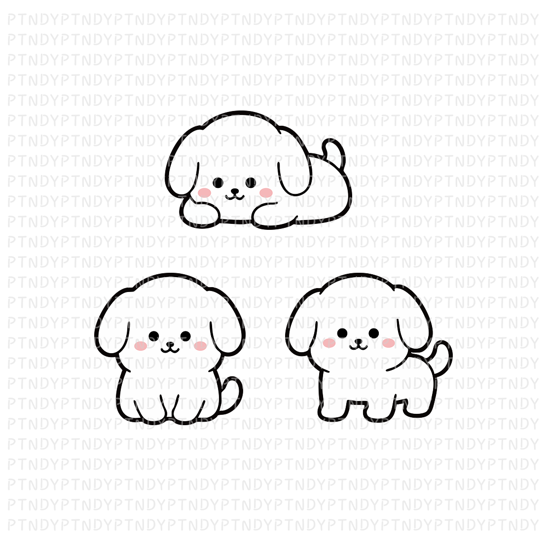 강아지 - 상업용 토퍼 레터링 문구 아이콘 도안