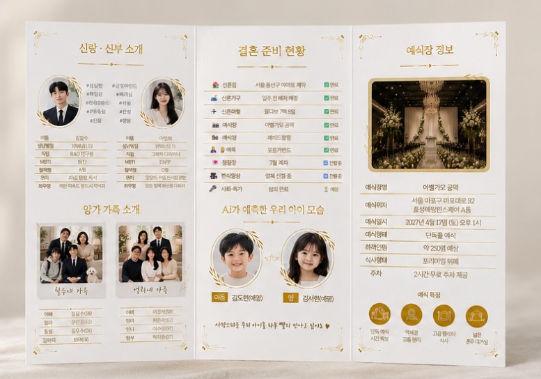 상견례 결혼계획서 결혼 준비 과정 팜플렛 종합 세트 PPT템플릿 (가로,세로버전,팜플렛,질문리스트,인쇄 및 제작 방법 안내)