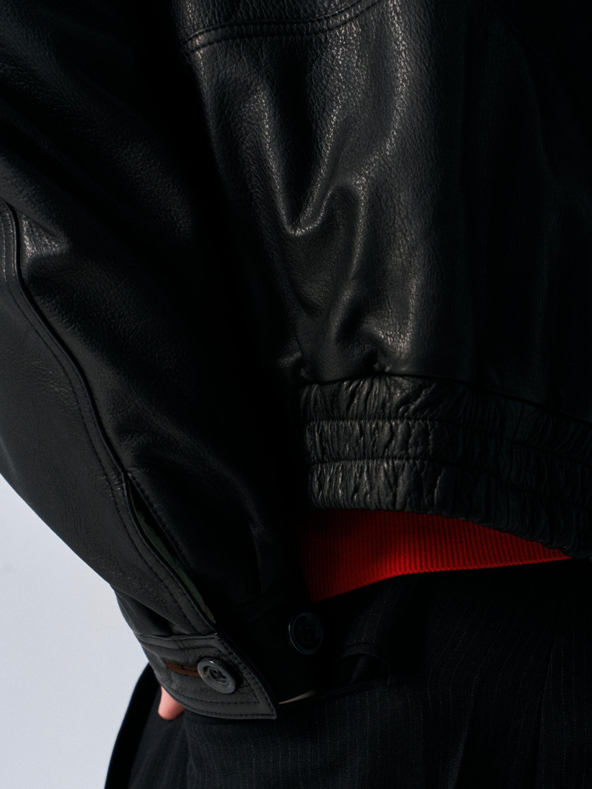 Afton padded leather jacket espresso