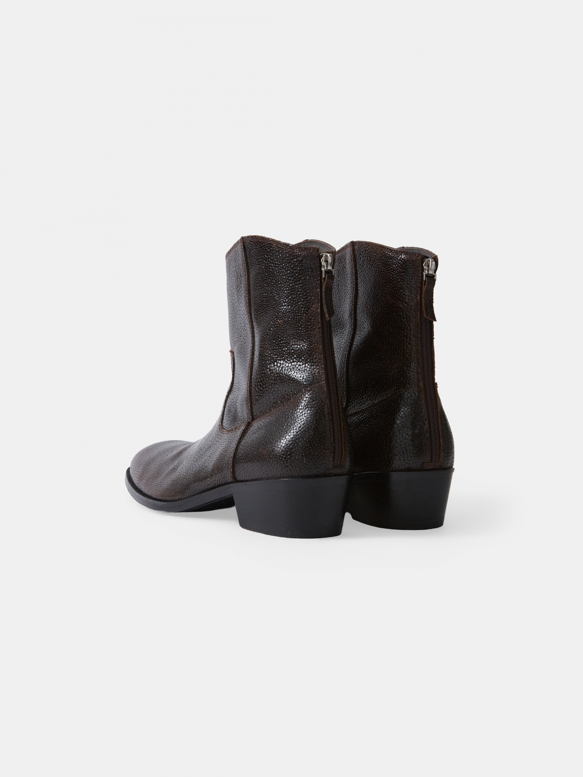 Trevor shagreen square boots brown