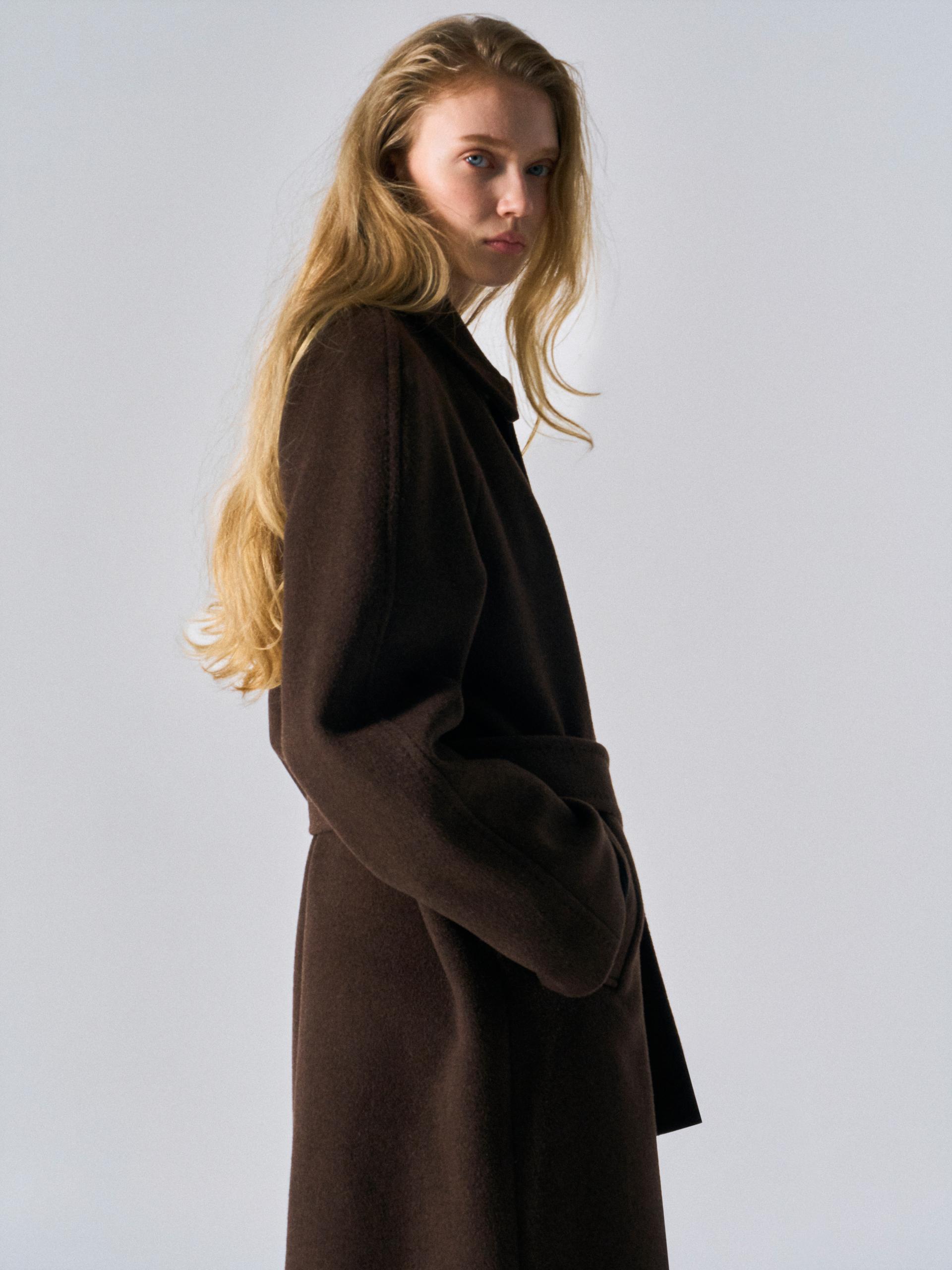 Lawton cashmere arch raglan coat cinnamon