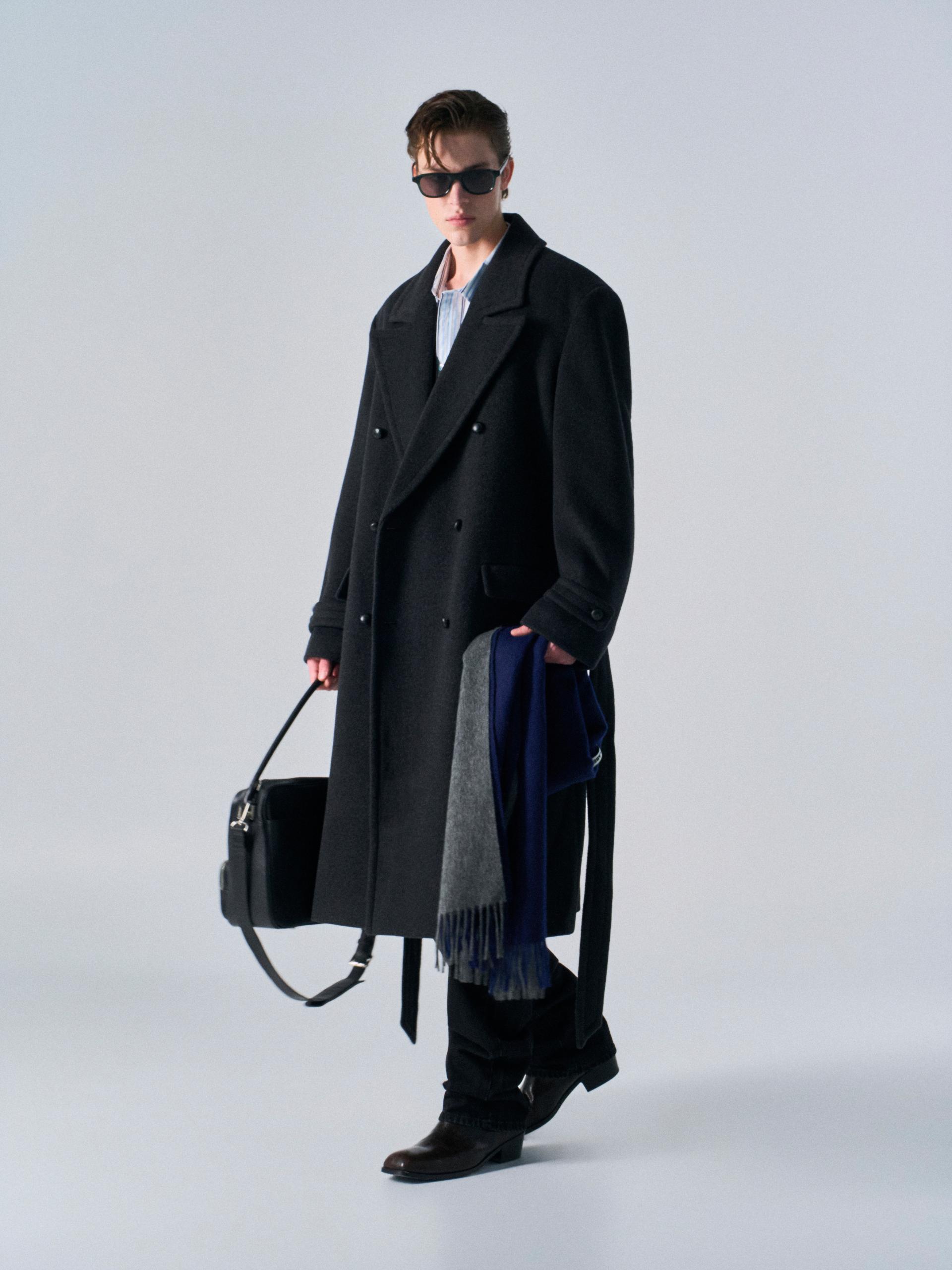 Corwin cashmere double-breasted coat charcoal