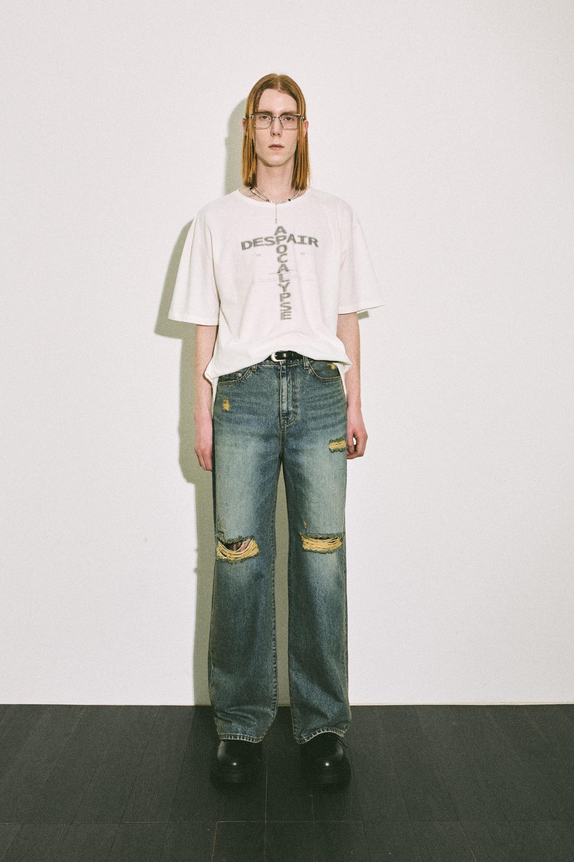 destroyed cut-up jeans vintage blue : LABEL ARCHIVE 라벨 아카이브