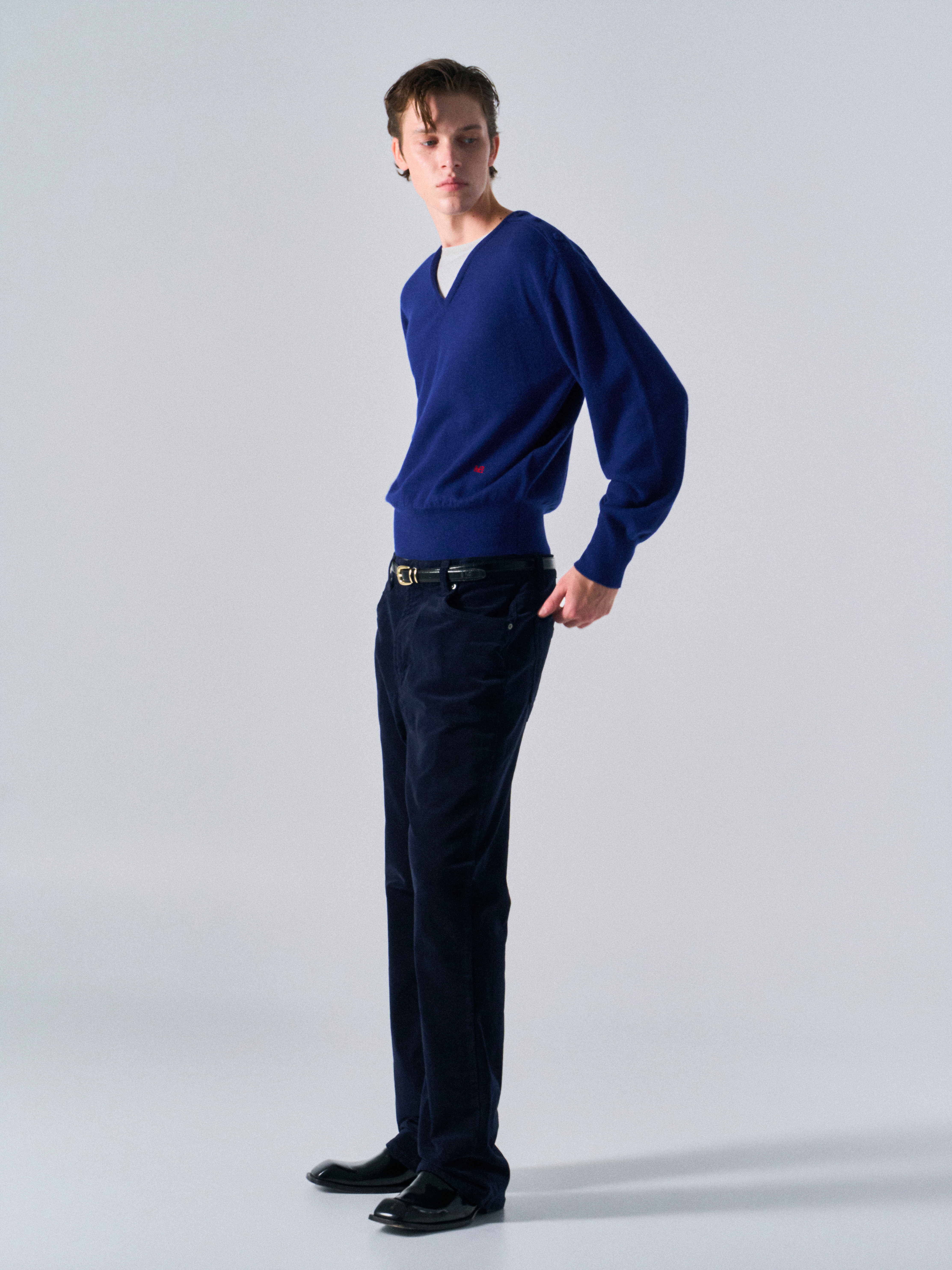 Rodd washed velvet bootcut jeans midnight