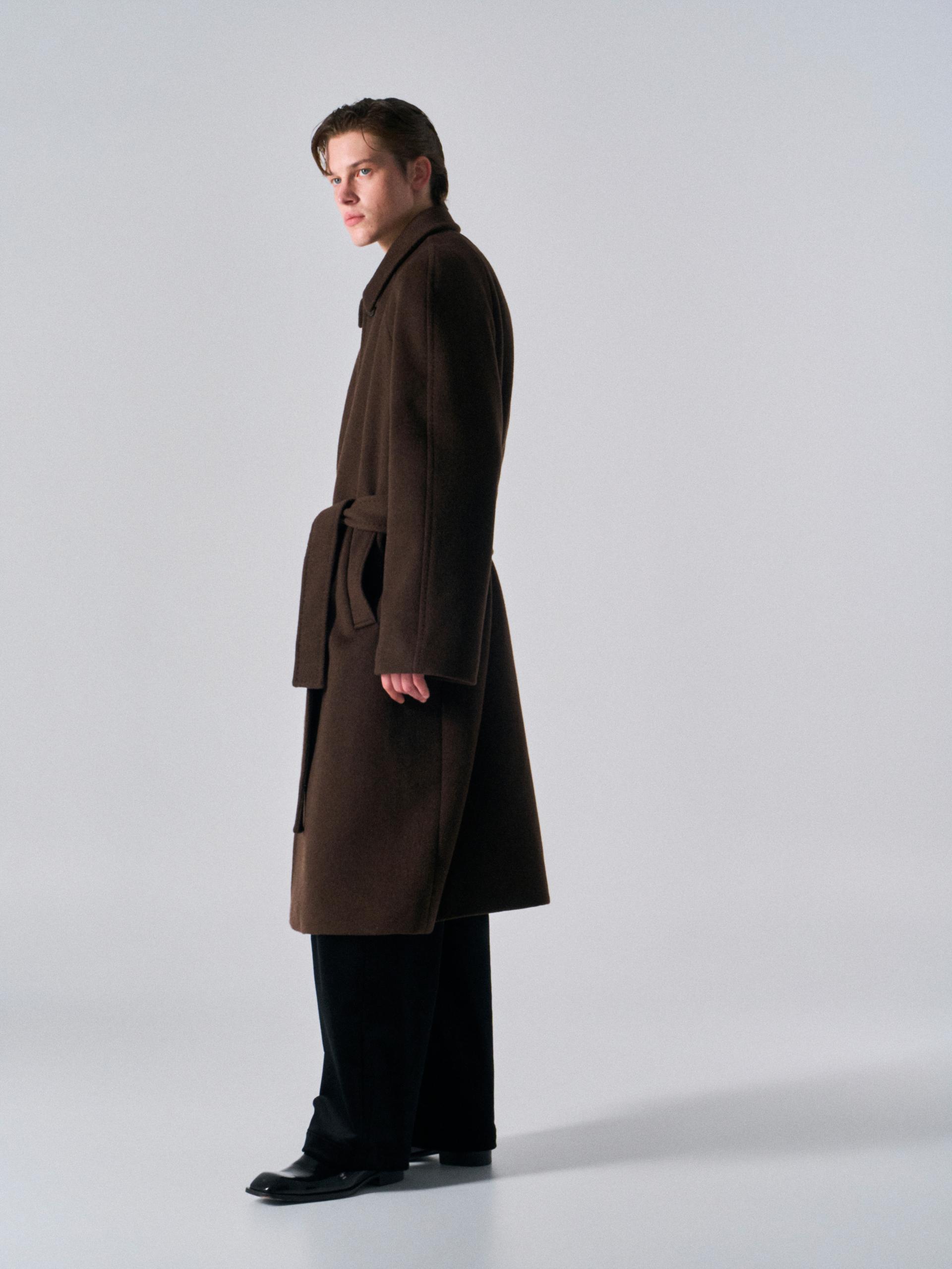 Lawton cashmere arch raglan coat cinnamon