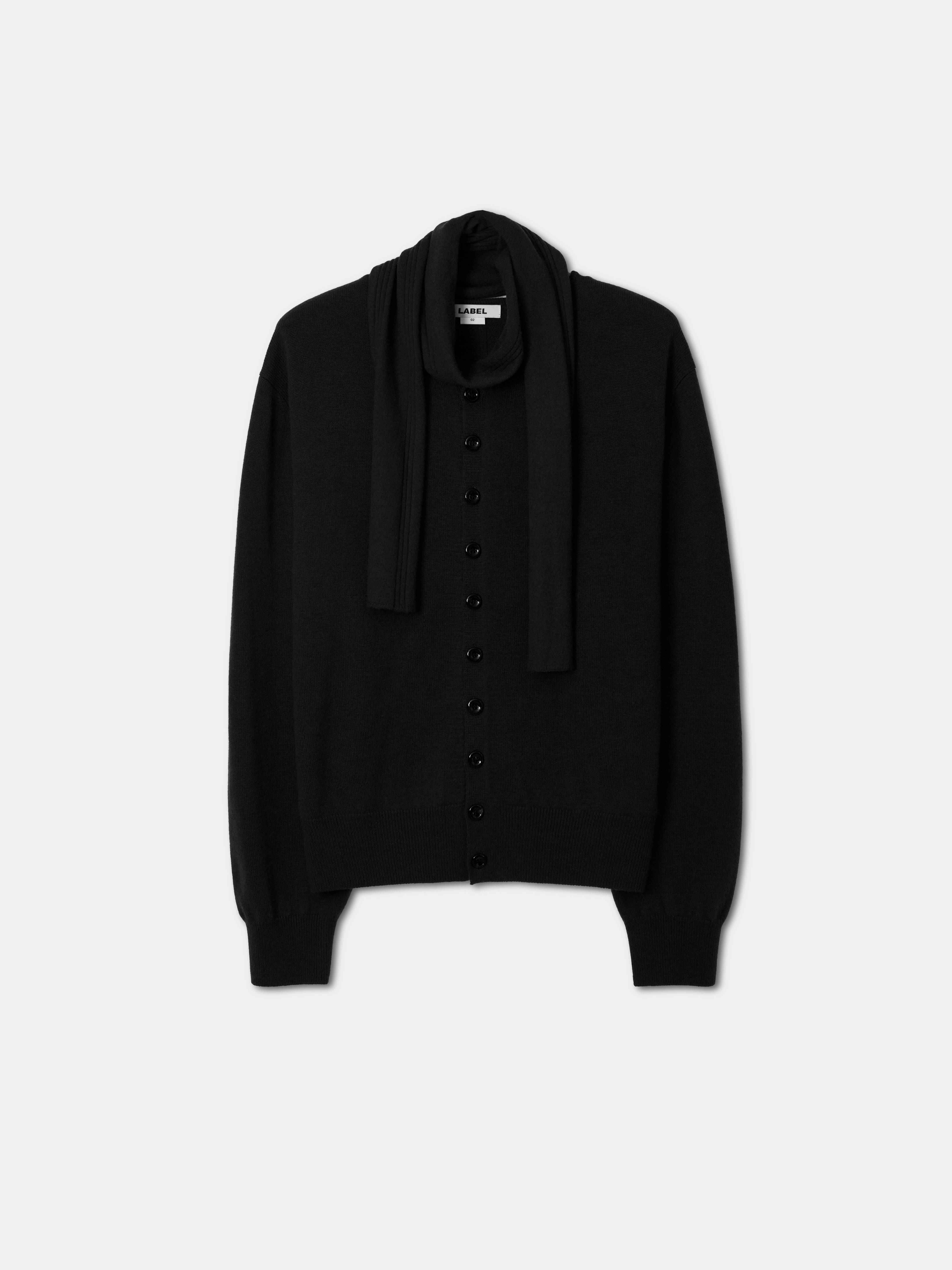 Lou border scarf cardigan black