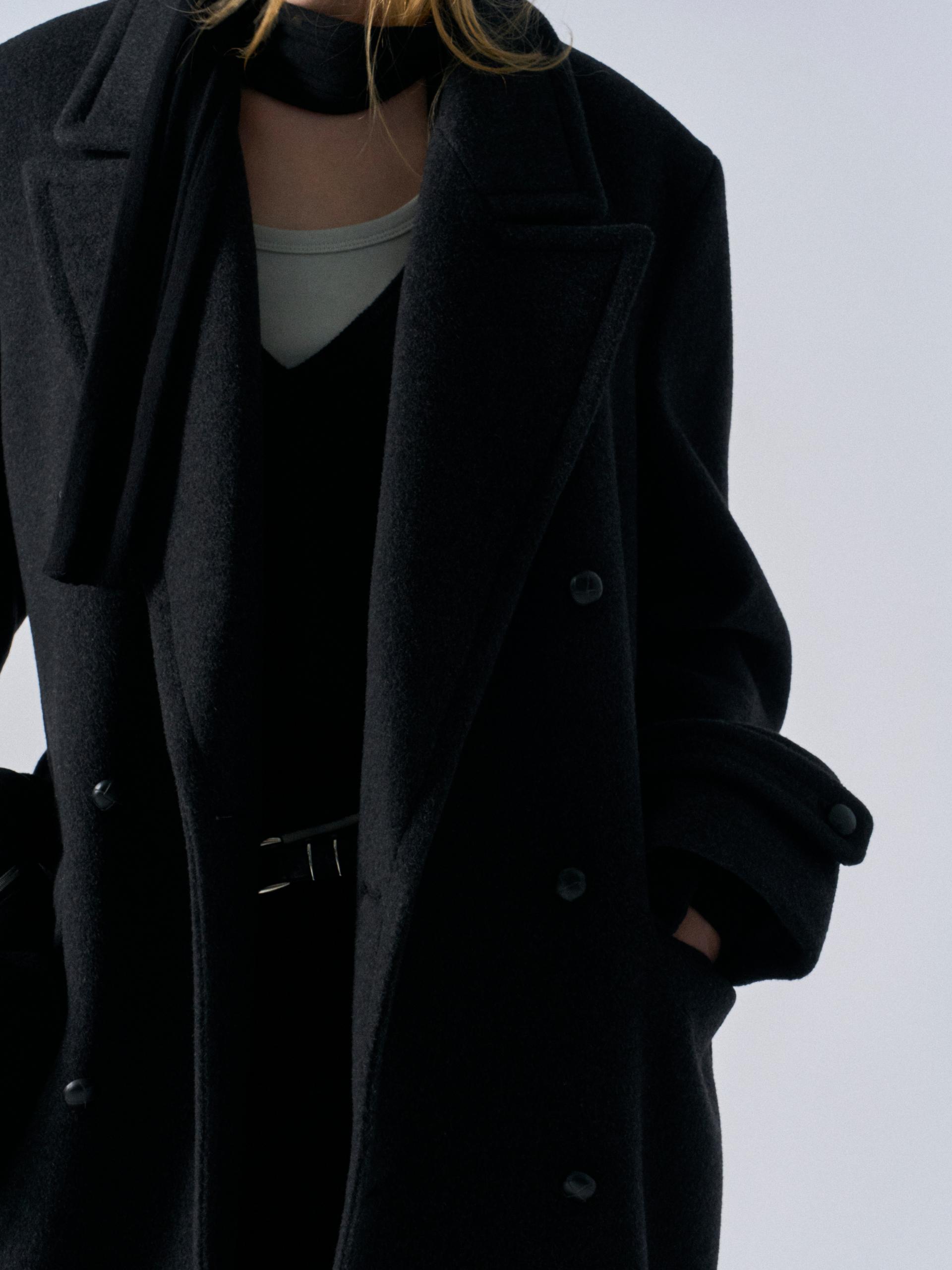 Corwin cashmere double-breasted coat charcoal