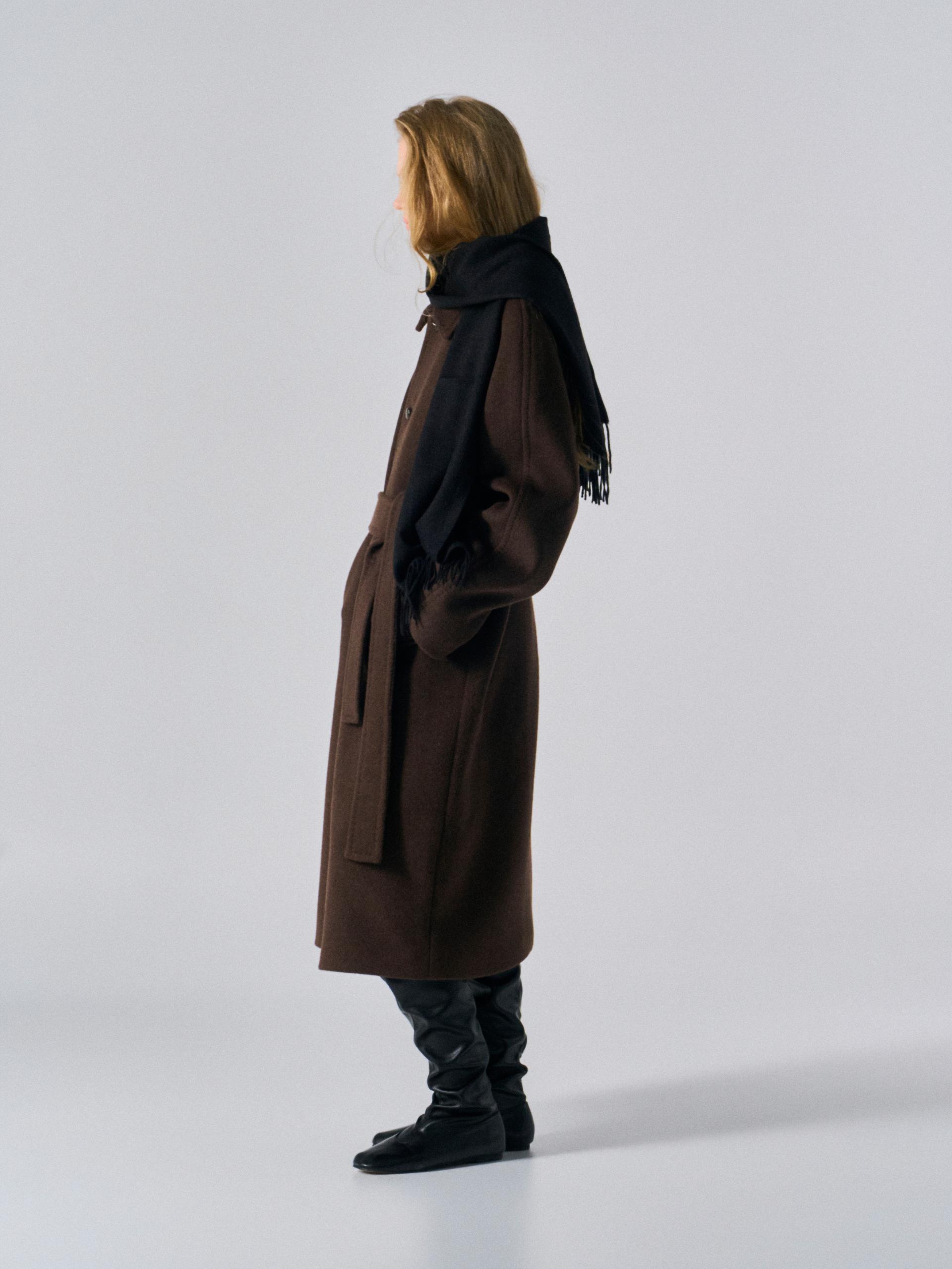 Lawton cashmere arch raglan coat cinnamon