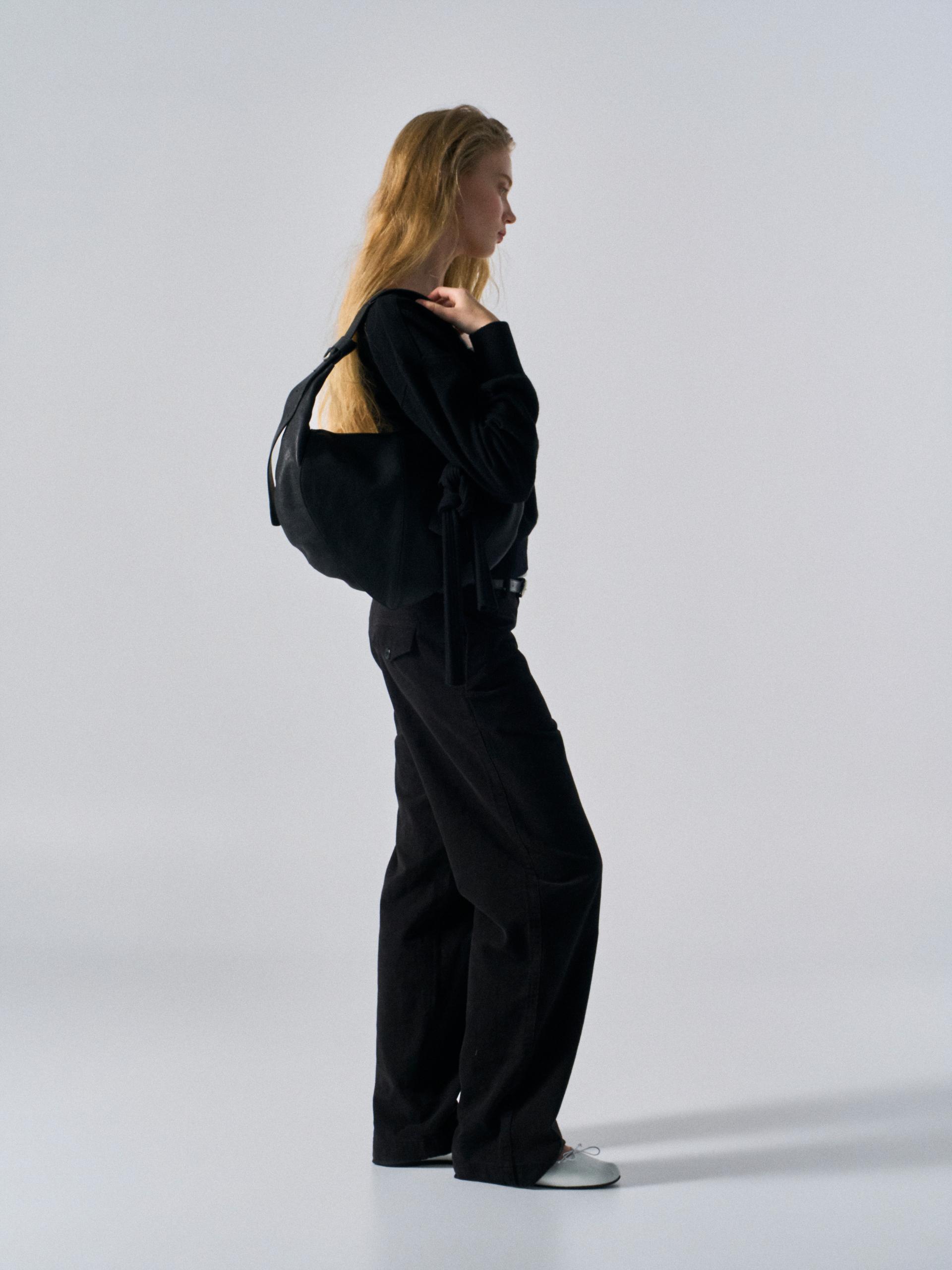 Welby washed cotton pants black
