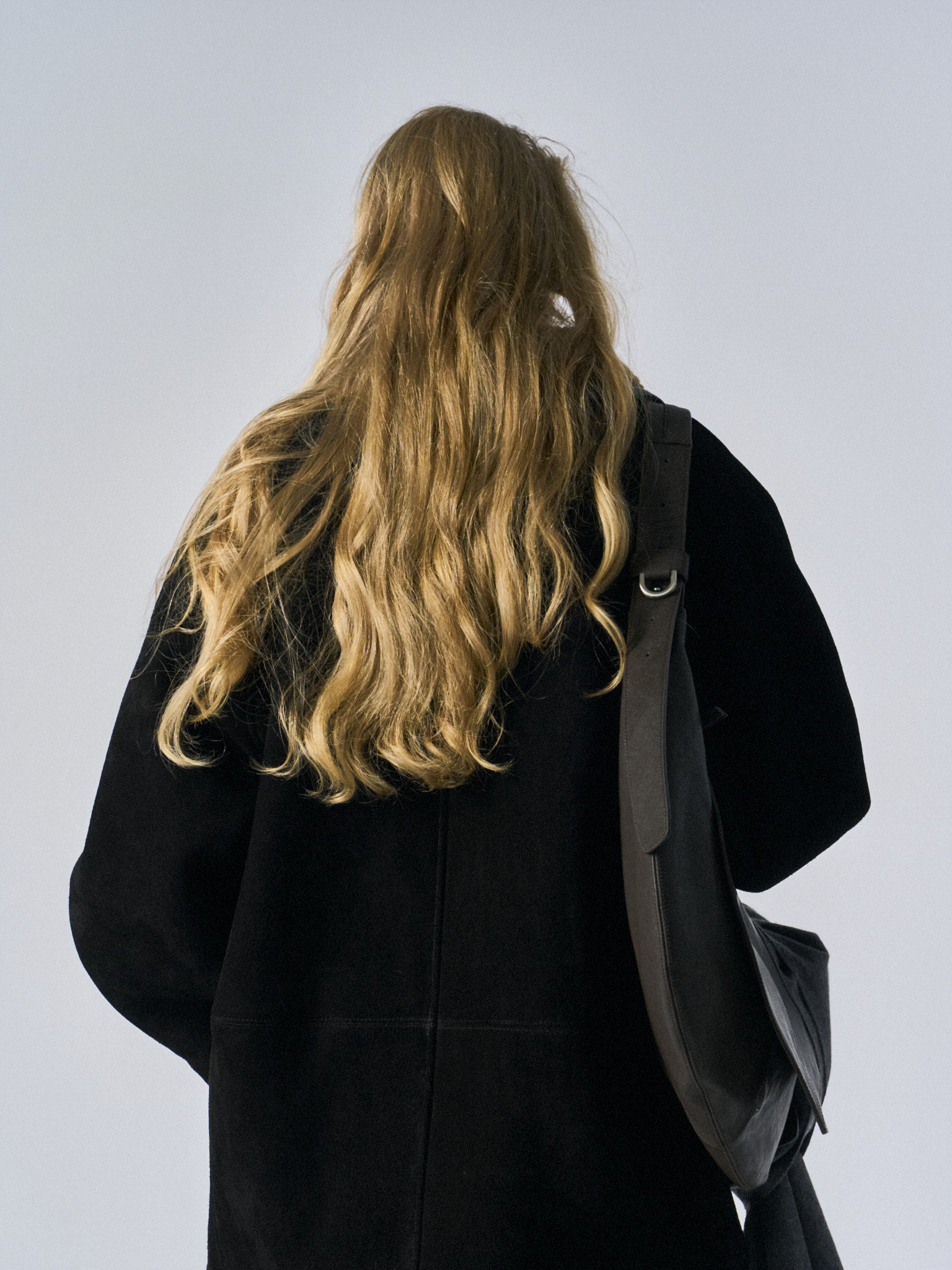 Brogan cow suede shearling car coat ink