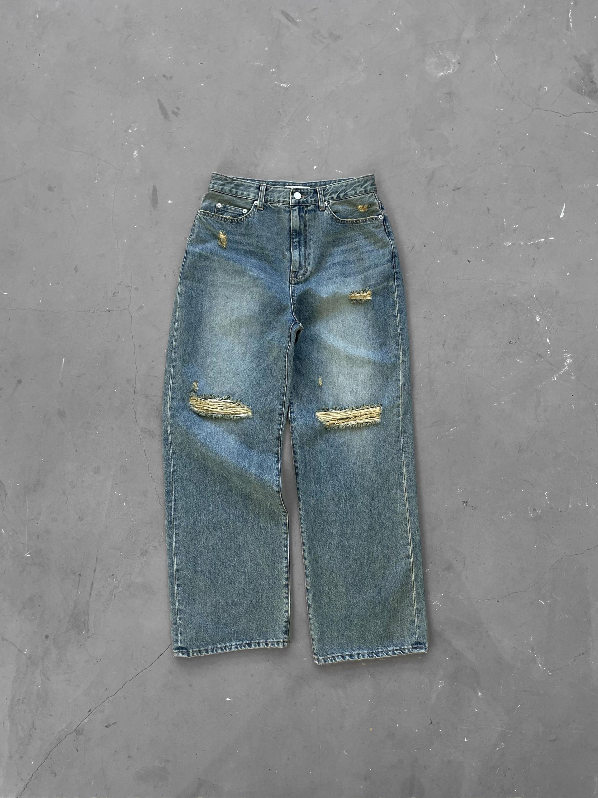 destroyed cut-up jeans vintage blue : LABEL ARCHIVE 라벨 아카이브