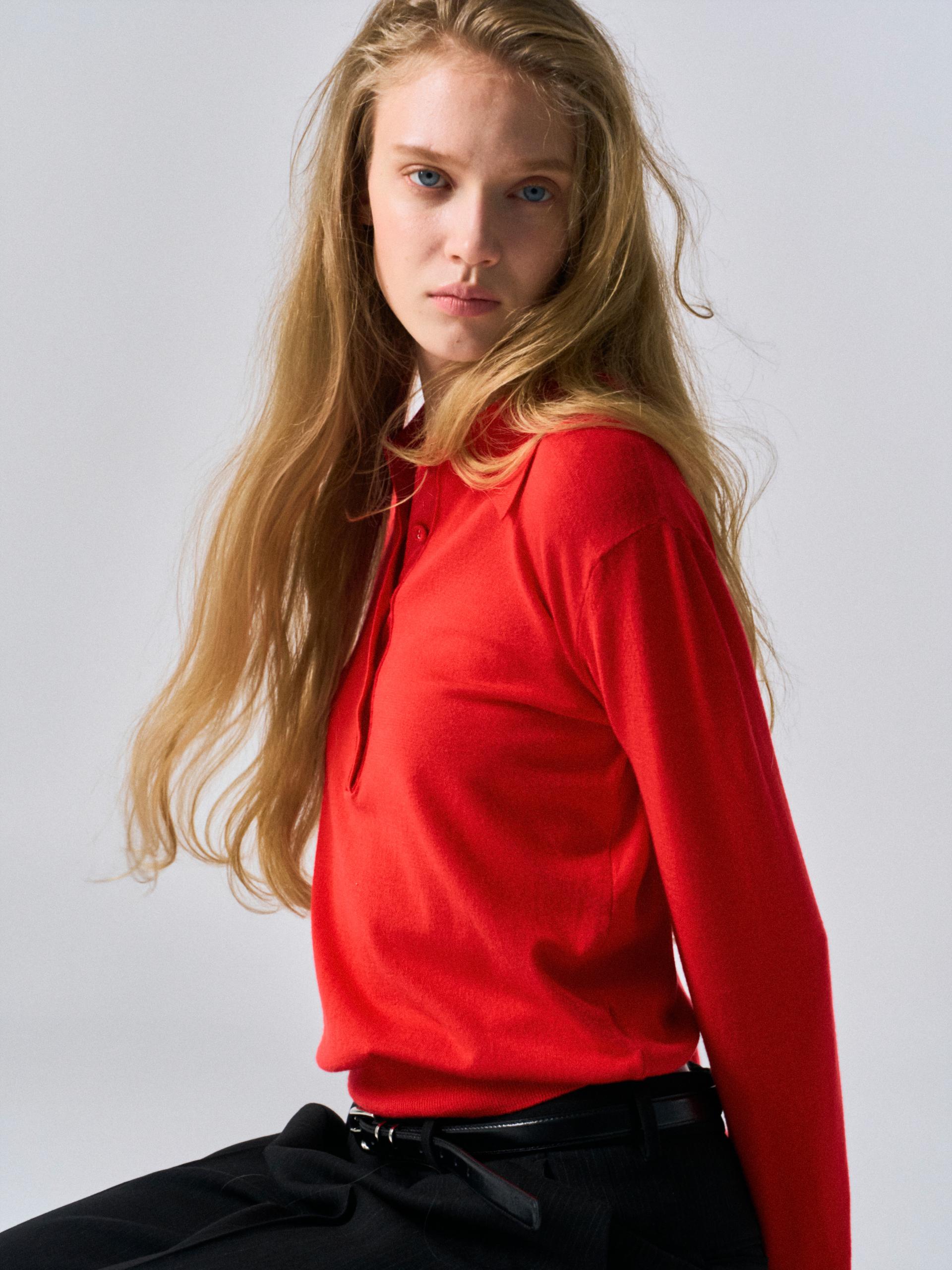 Corin contrast trim polo scarlet