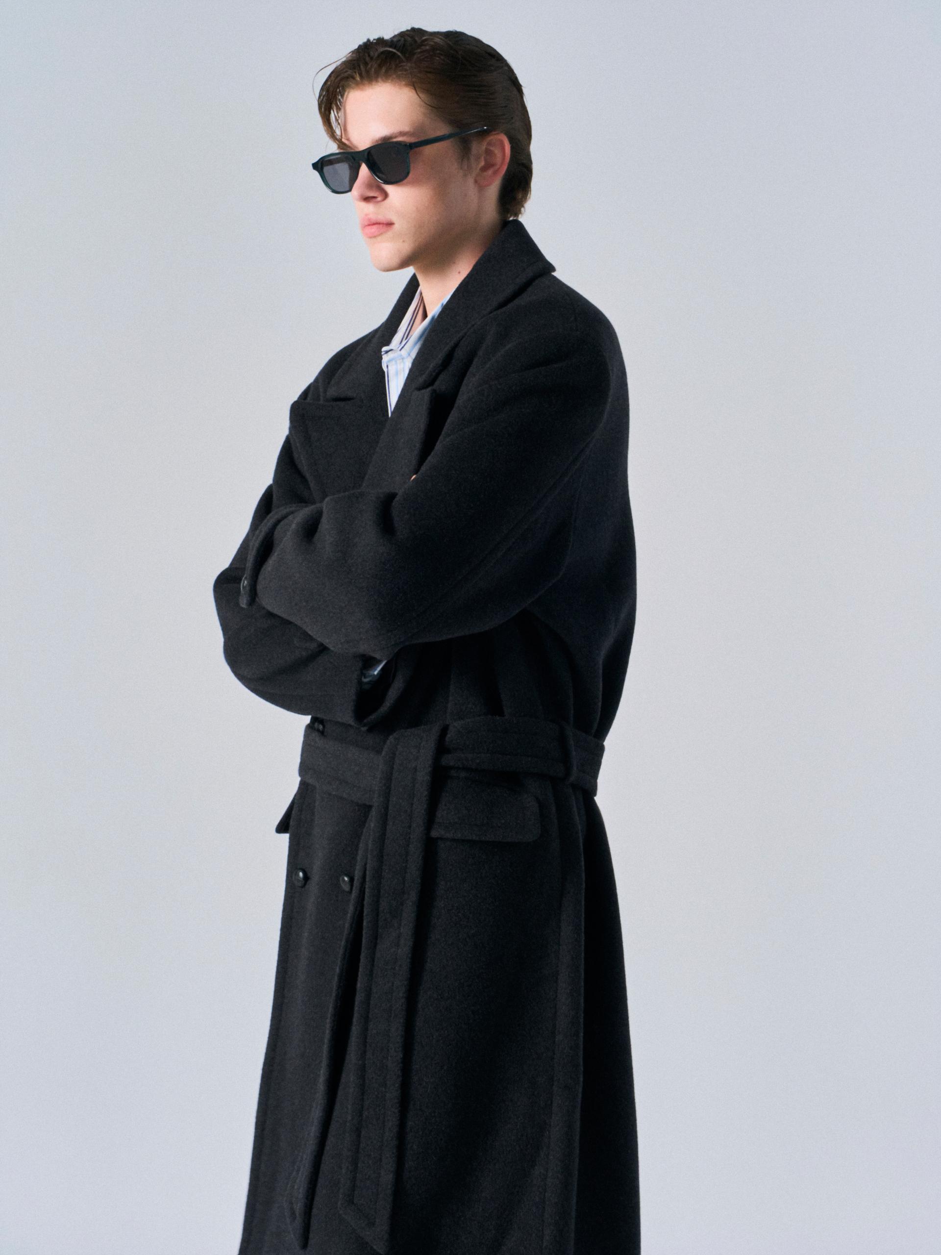 Corwin cashmere double-breasted coat charcoal