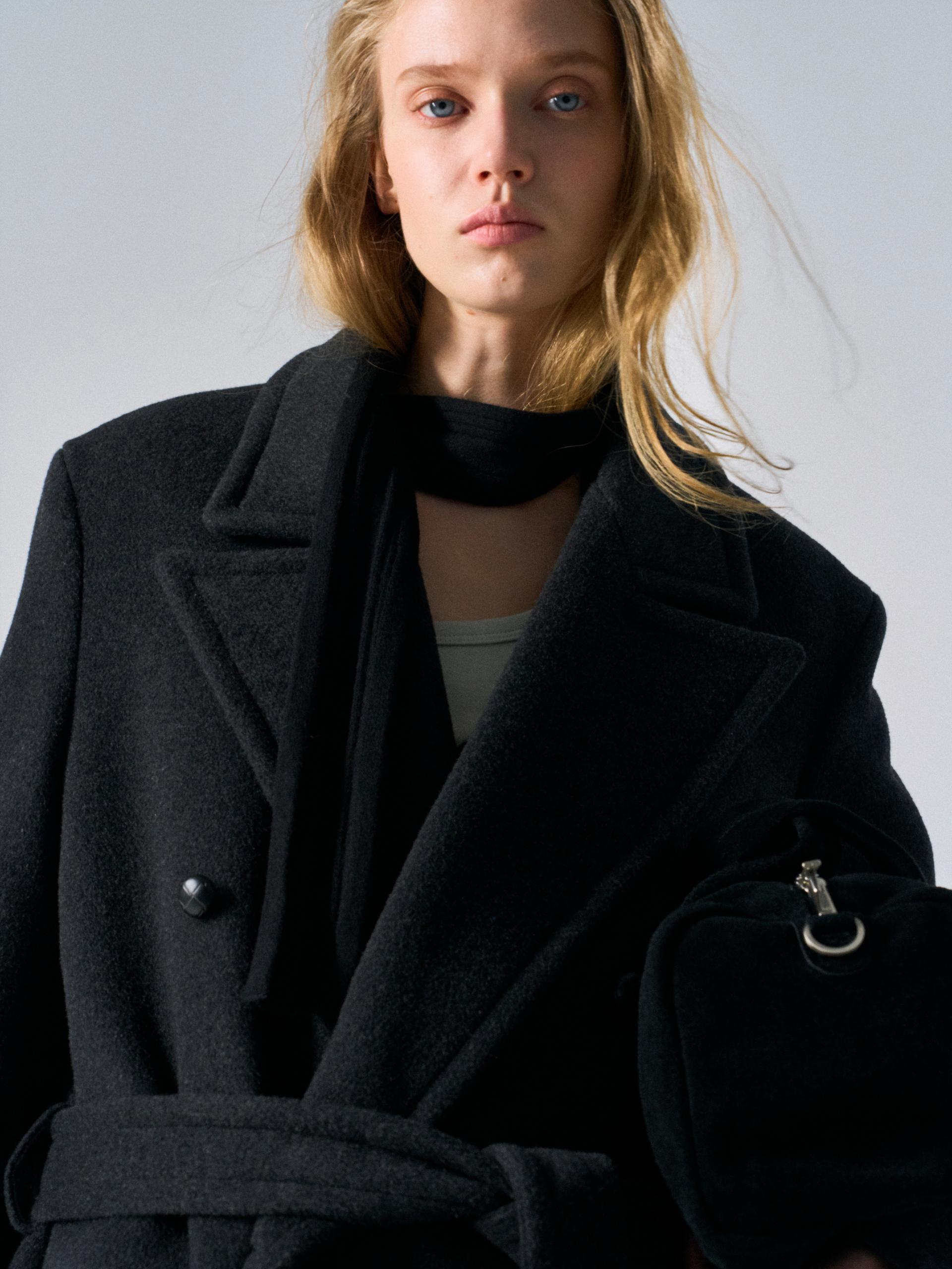Corwin cashmere double-breasted coat charcoal