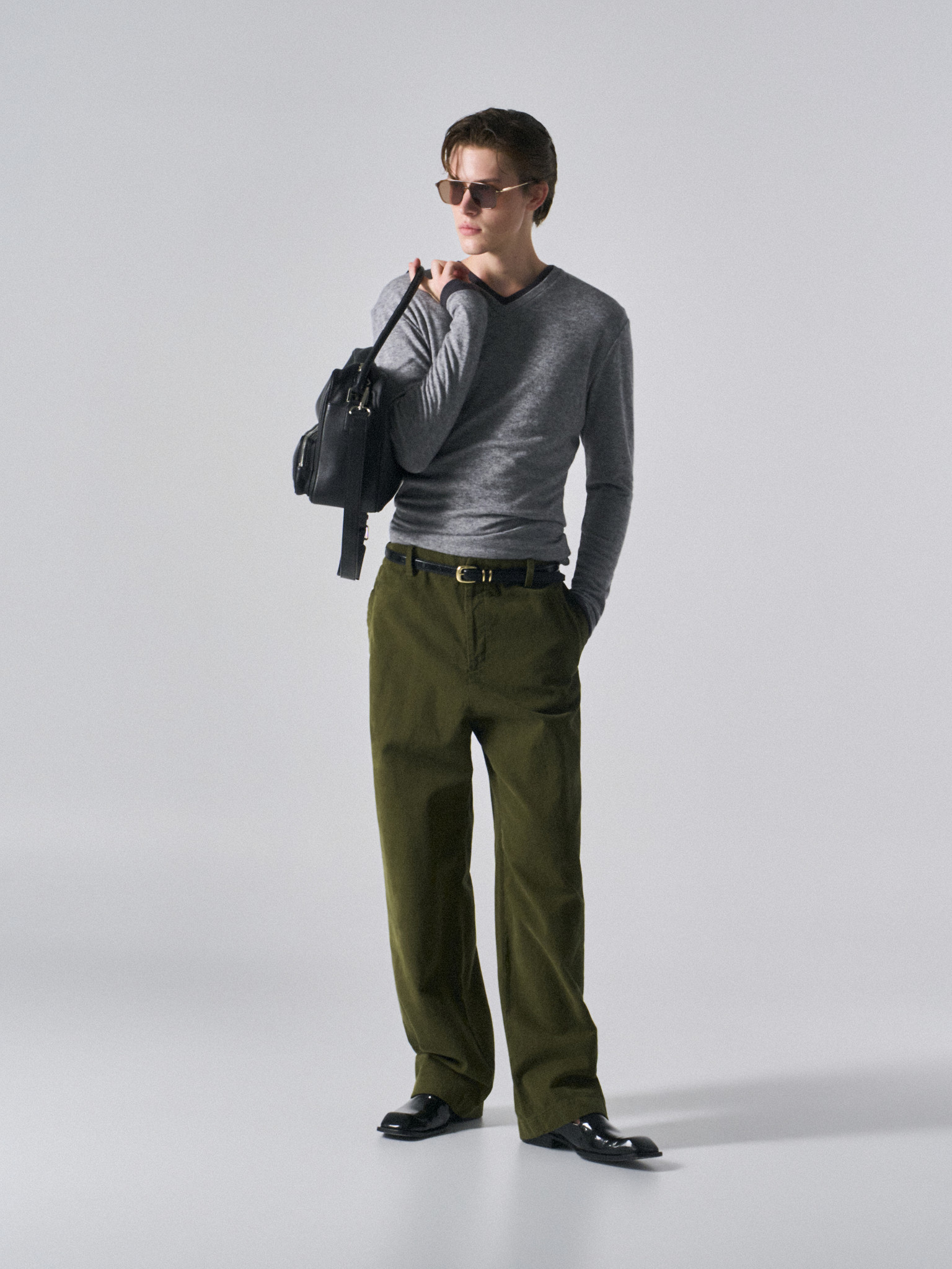 Welby washed cotton pants clover