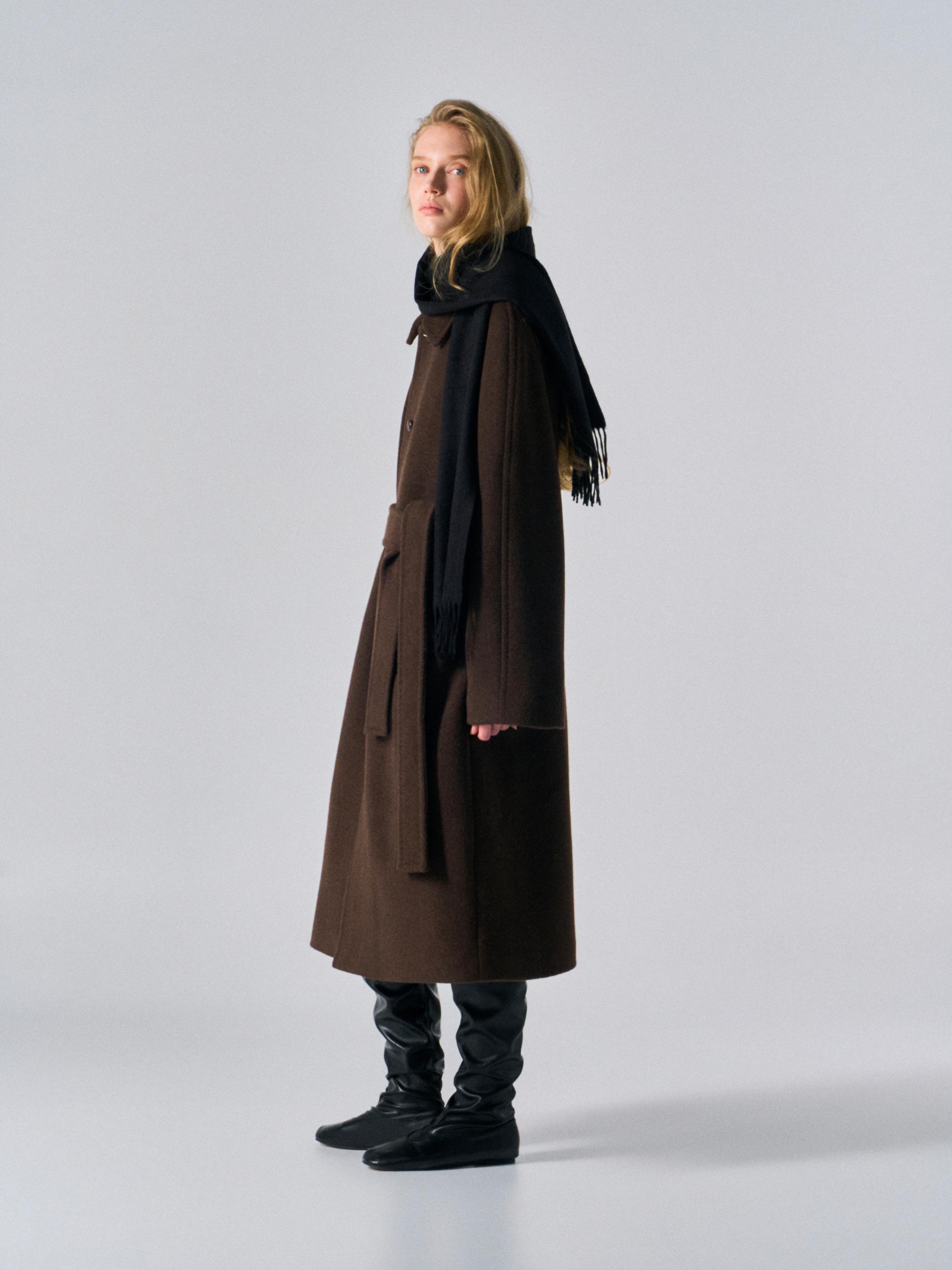 Lawton cashmere arch raglan coat cinnamon