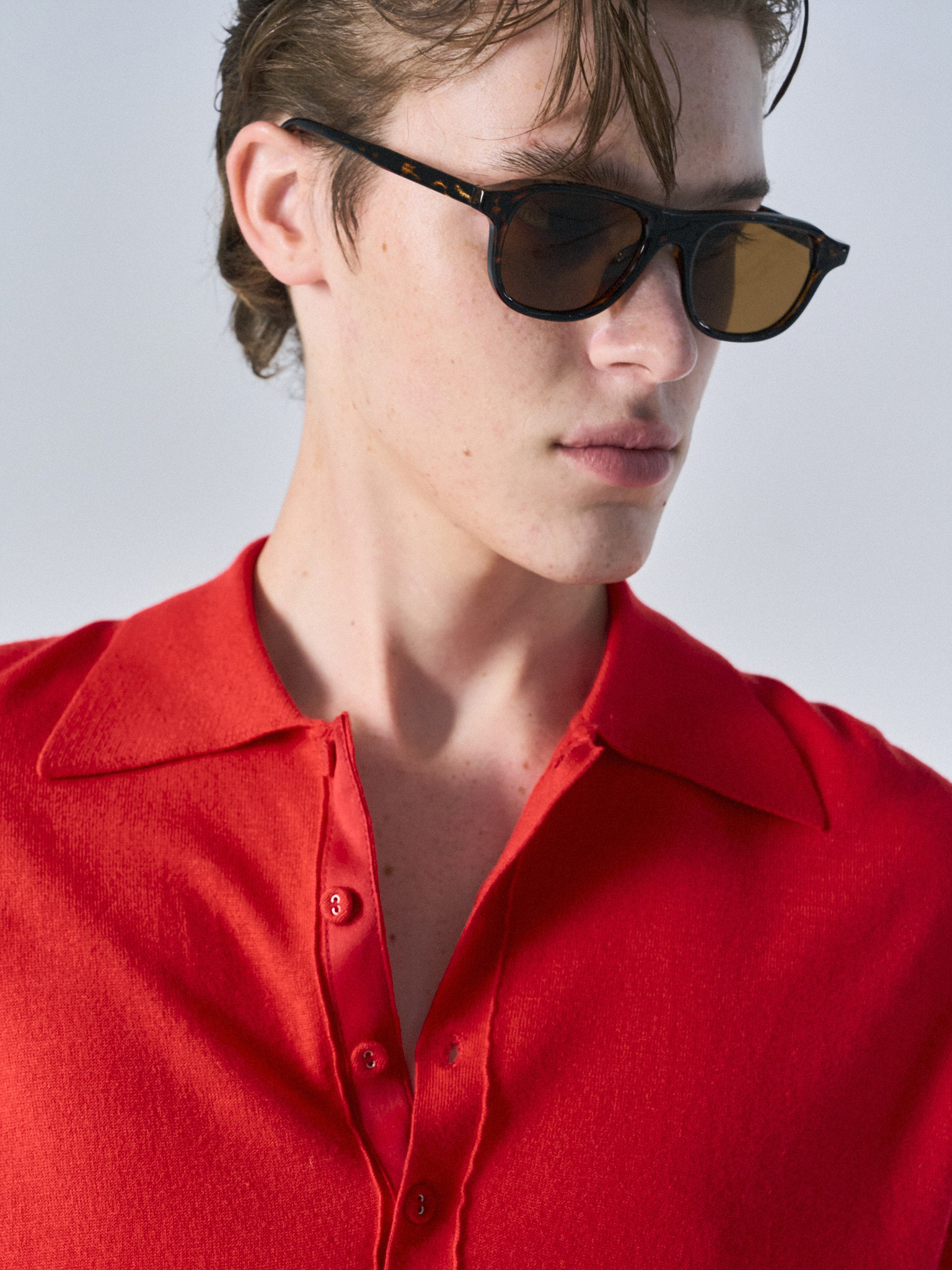 Corin contrast trim polo scarlet