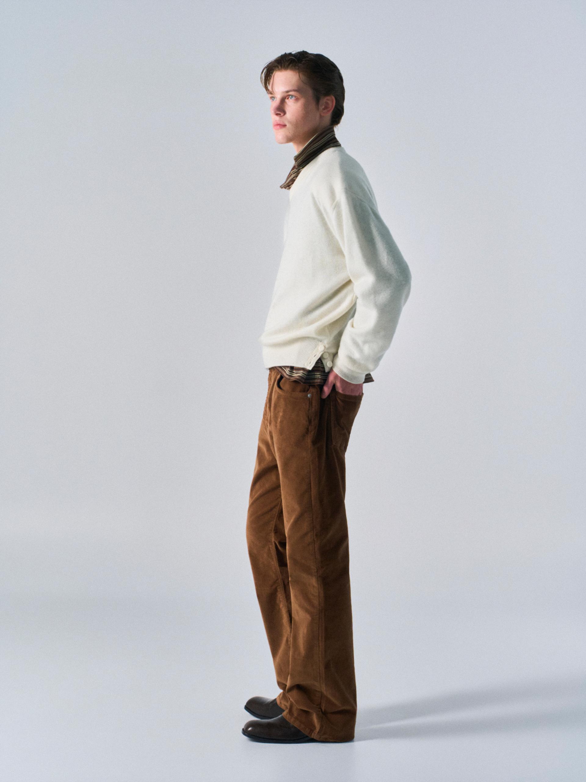 Rodd washed velvet bootcut jeans rust