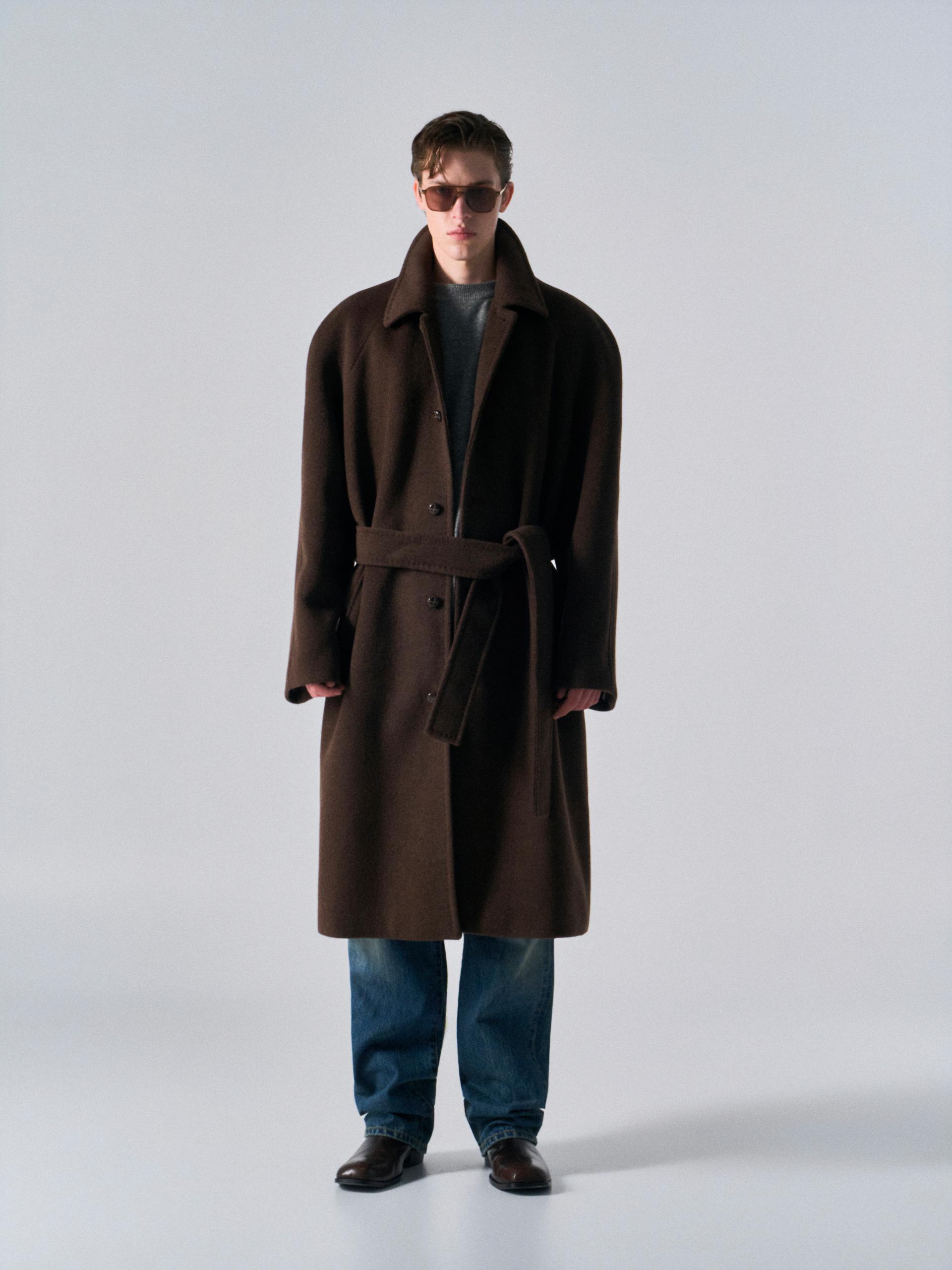 Lawton cashmere arch raglan coat cinnamon