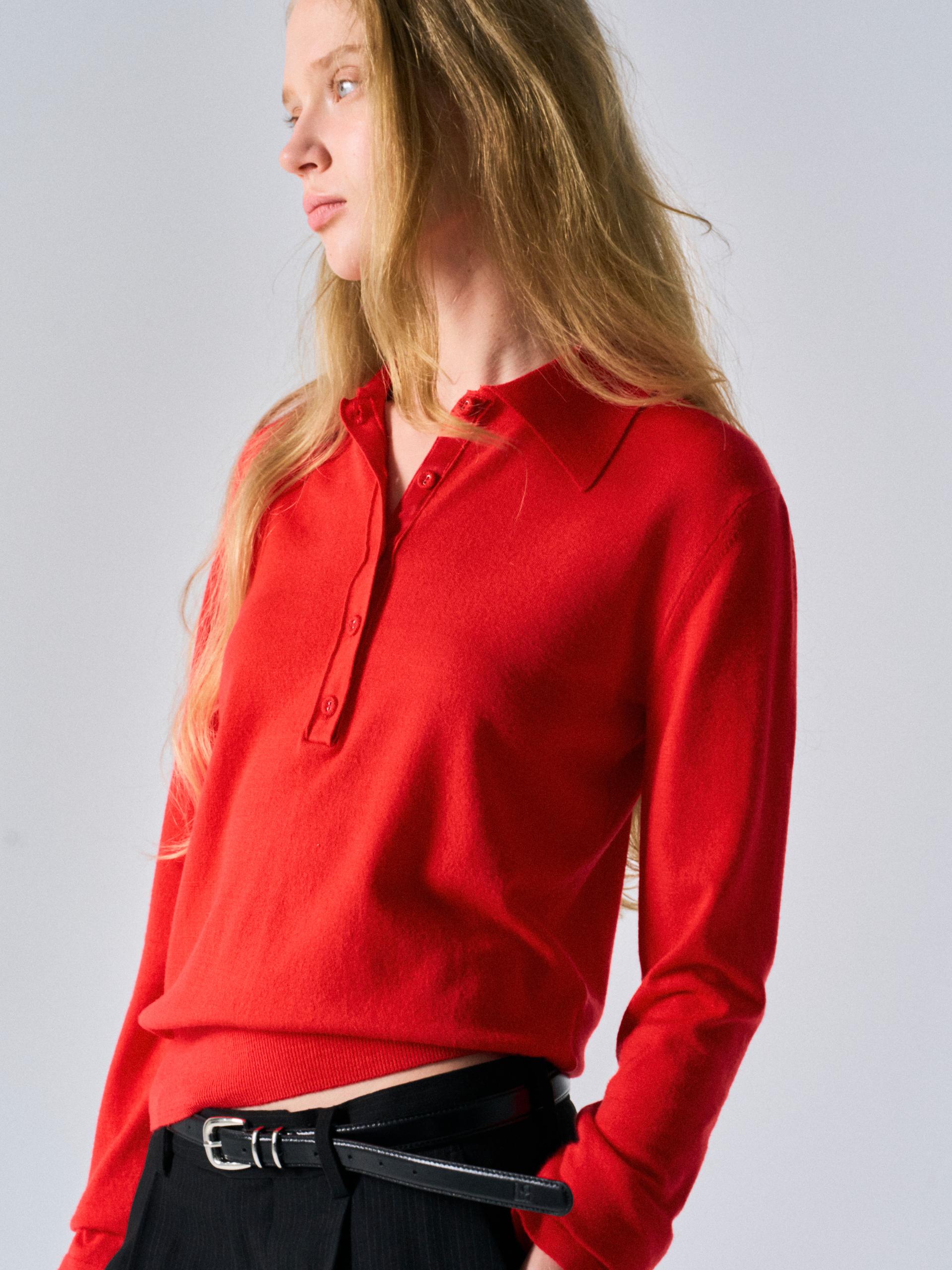 Corin contrast trim polo scarlet