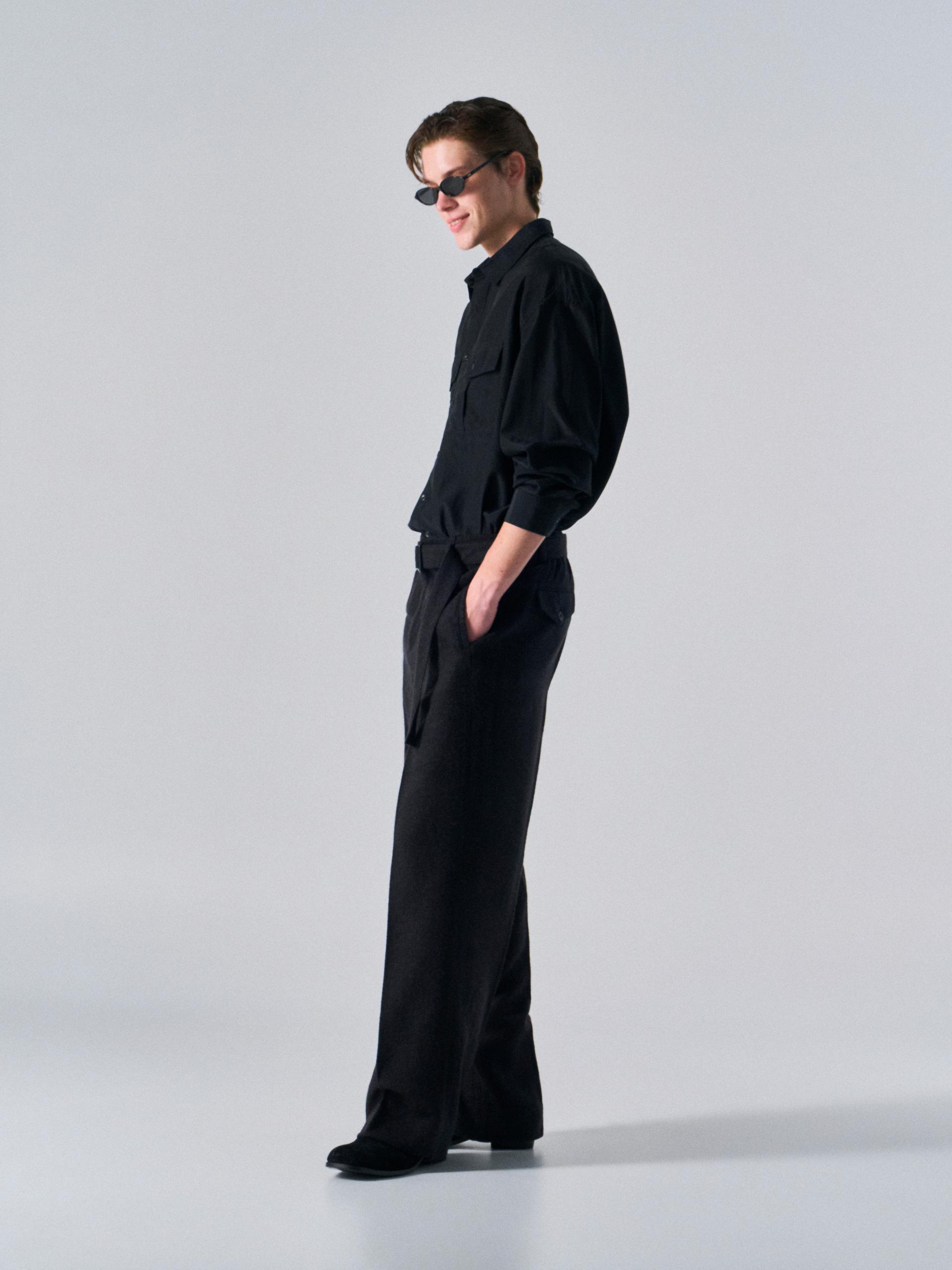 Linton shade belted pant coal
